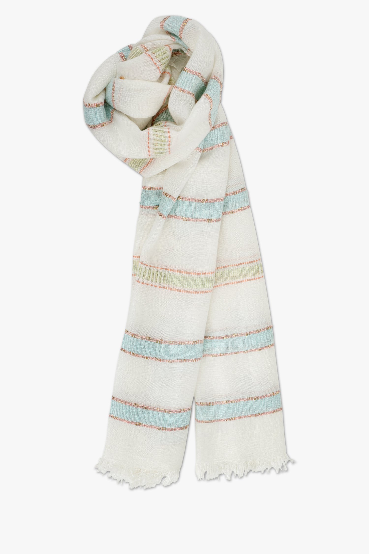 Fijn wit sjaaltje met gestreept patroon van Liberty Island voor Dames