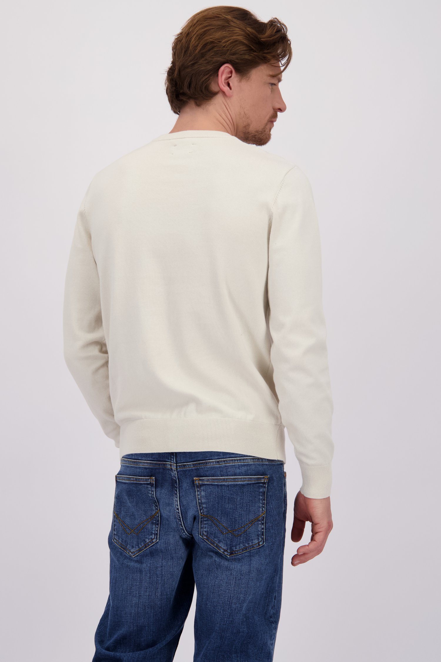 Achterkant van Fijne beige katoenen trui door Bluefields voor Heren