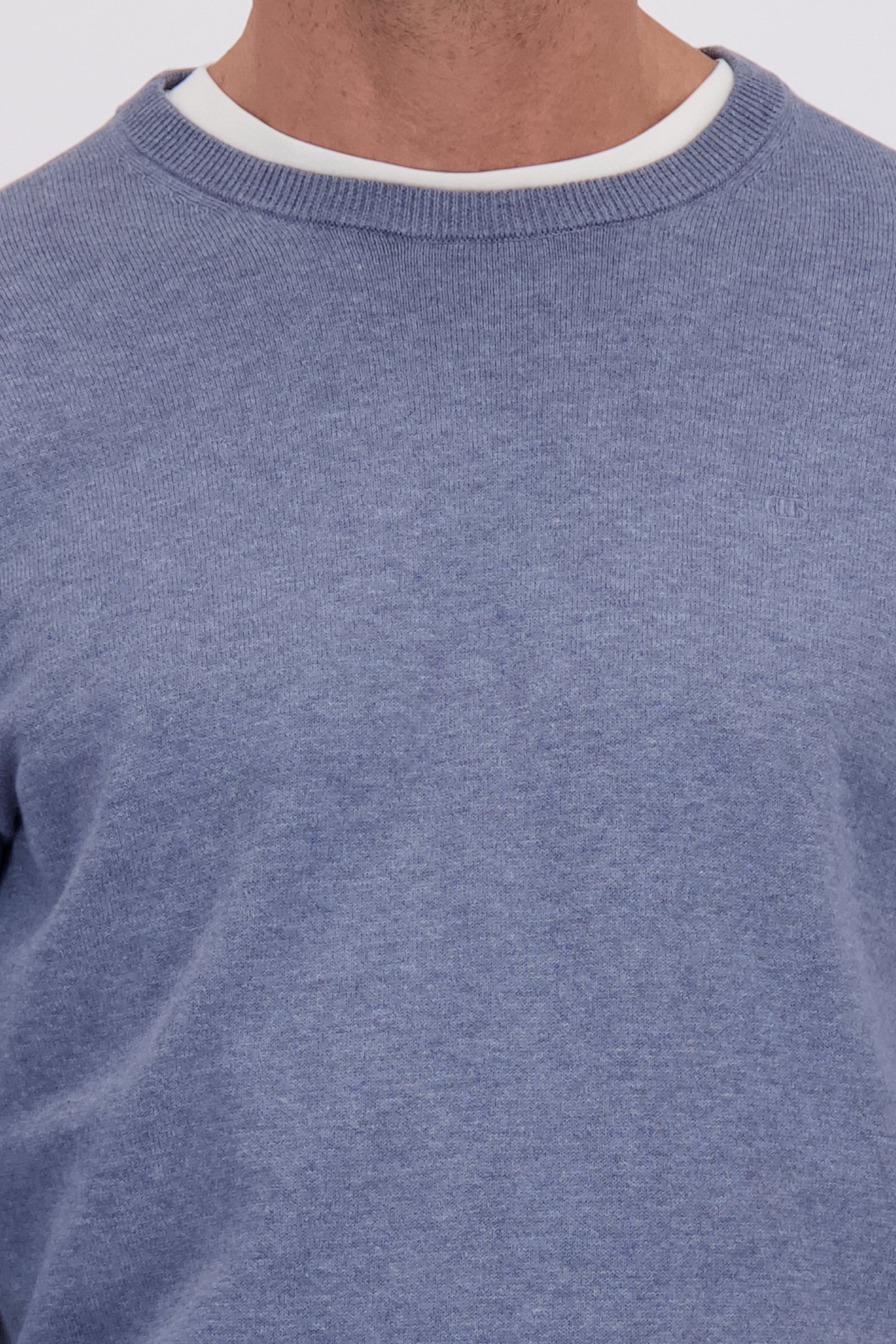 Detail van Fijne blauwe trui met ronde hals door Dansaert Blue voor Heren