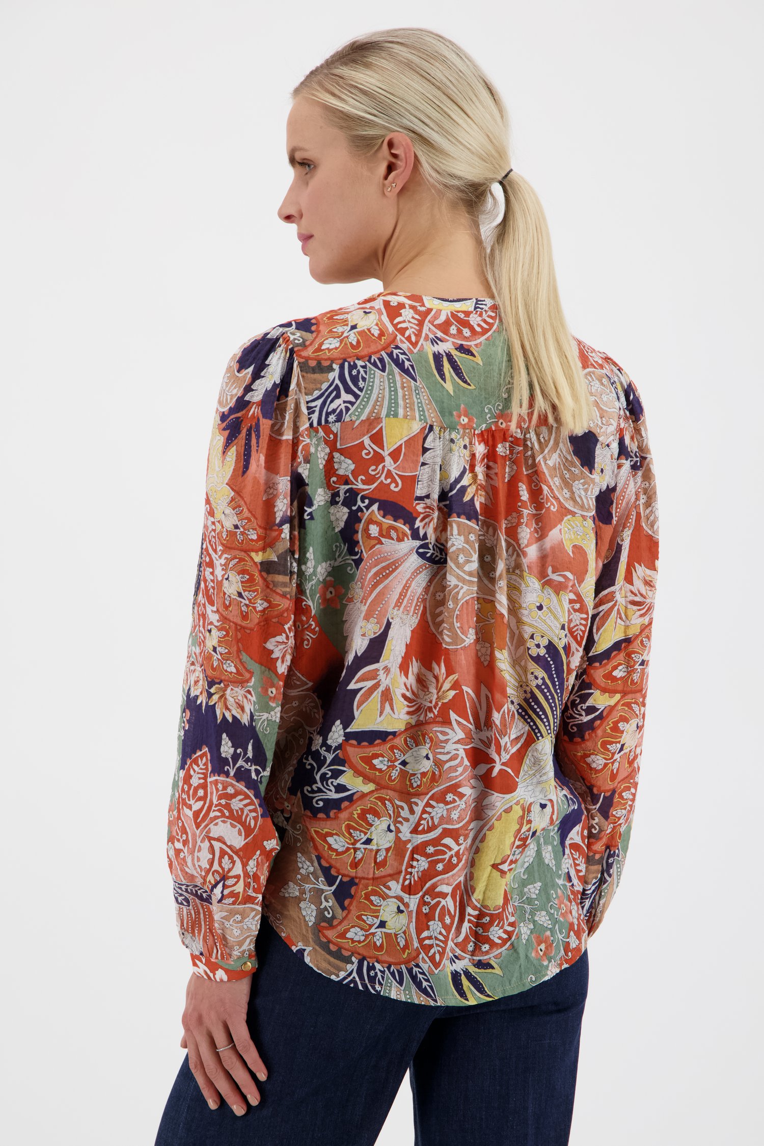 Fijne blouse met bloemenprint in aardetinten van Geisha voor Dames