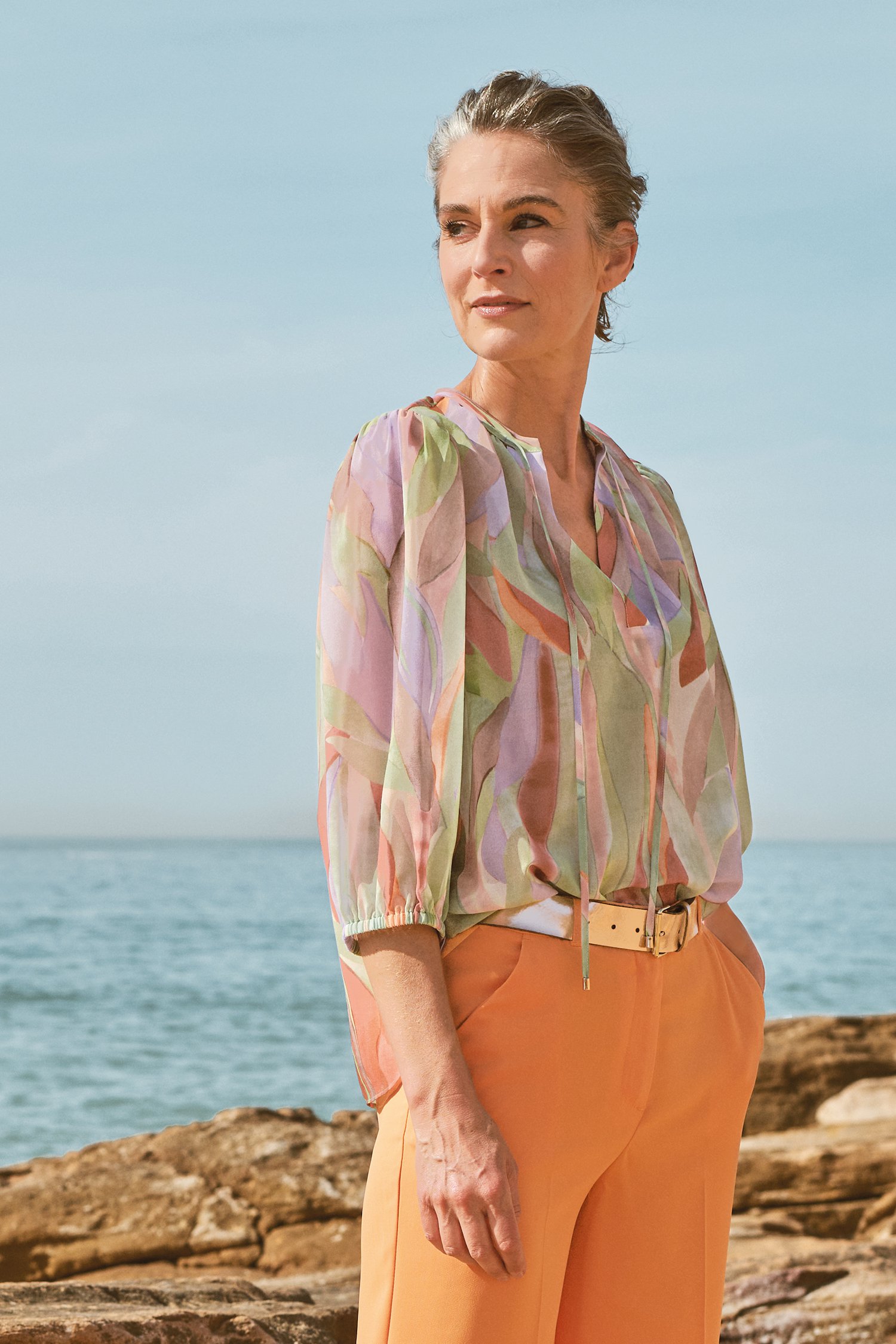 Fijne blouse met pastel print  van D'Auvry voor Dames