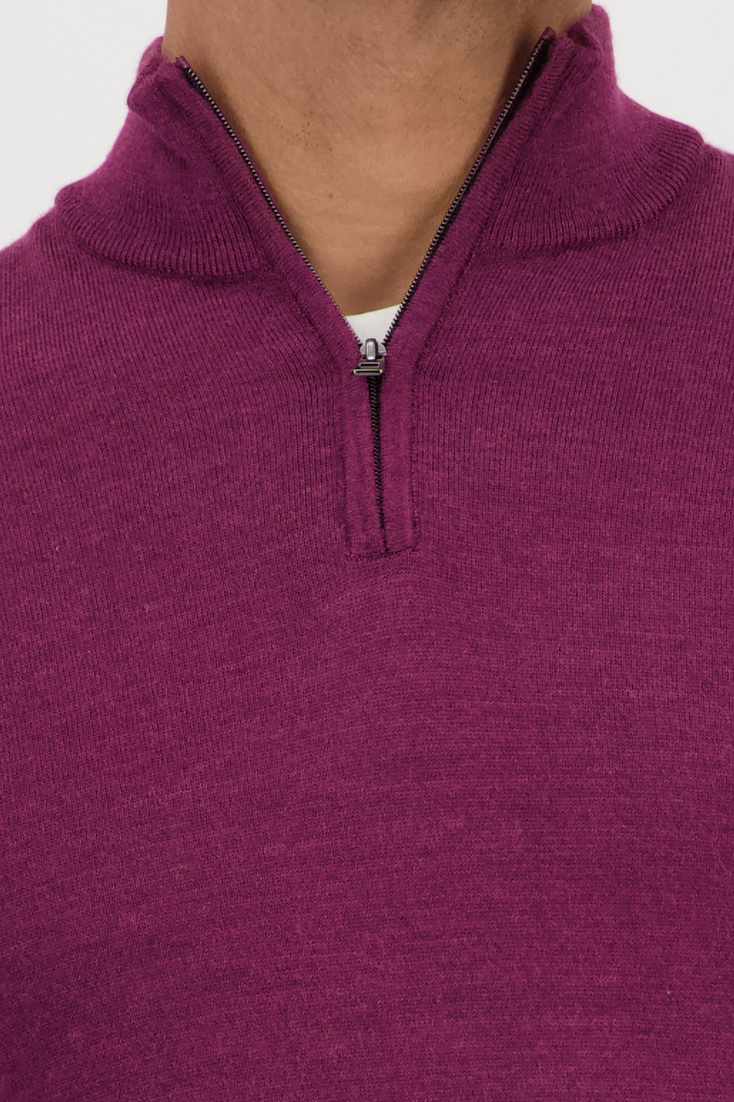 Fijne bordeaux trui met korte rits van Dansaert Black voor Heren