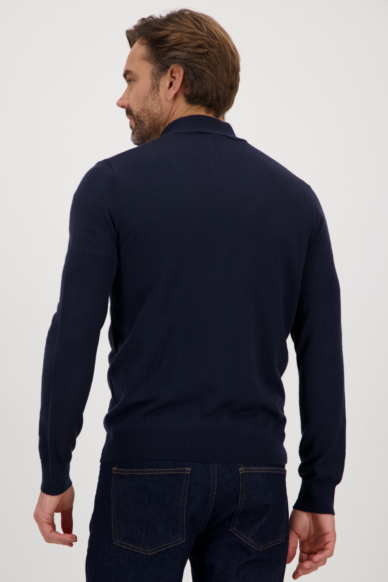 Fijne donkerblauwe trui met korte rits van Dansaert Black voor Heren