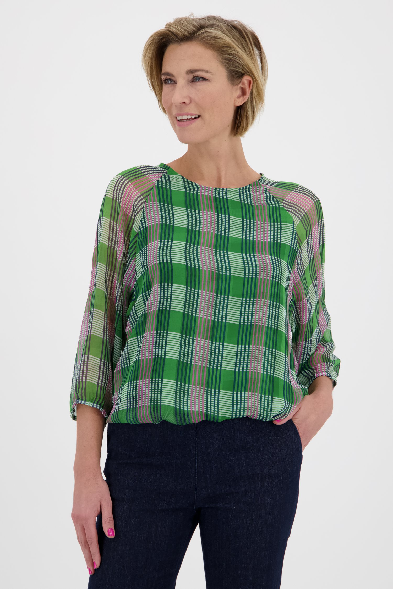 Fijne groene geruite blouse van Arielle | | e5