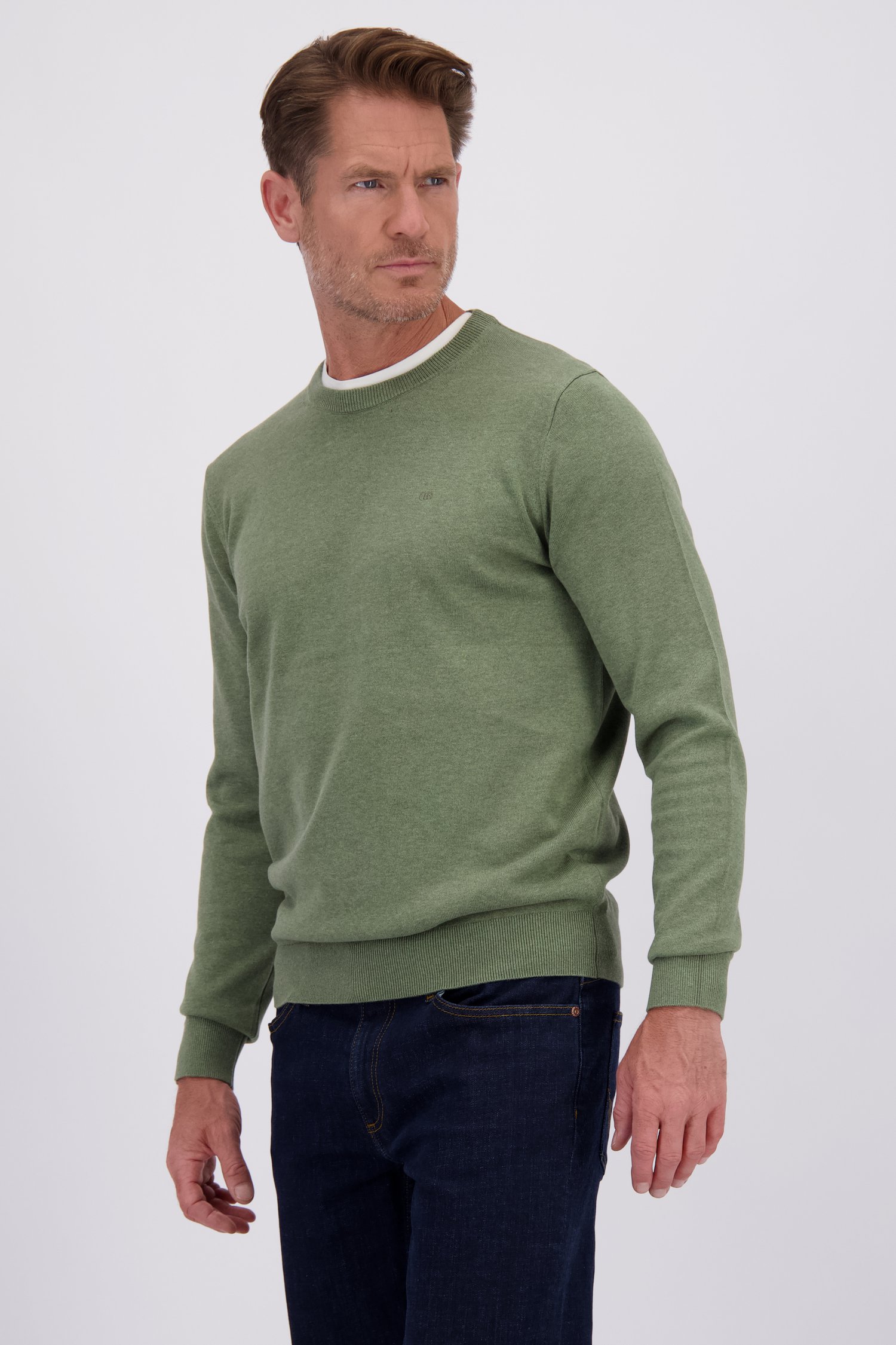 Voorkant van Fijne groene trui met ronde hals door Dansaert Blue voor Heren