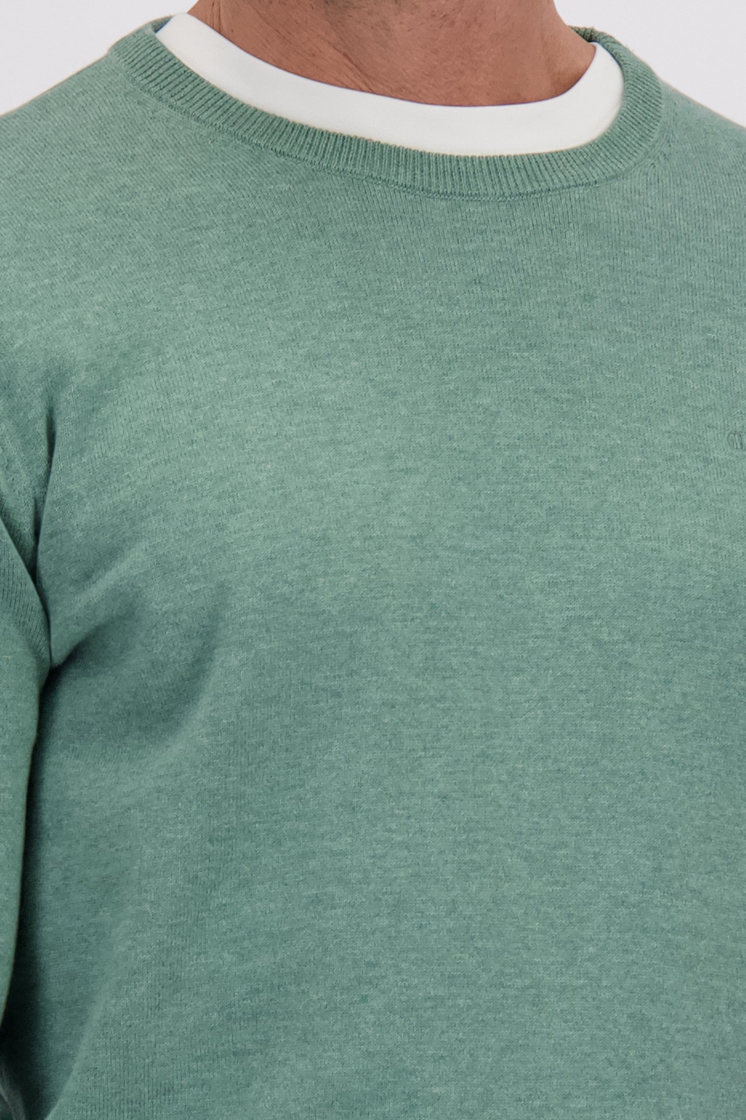 Detail van Fijne groene trui met ronde hals door Dansaert Blue voor Heren