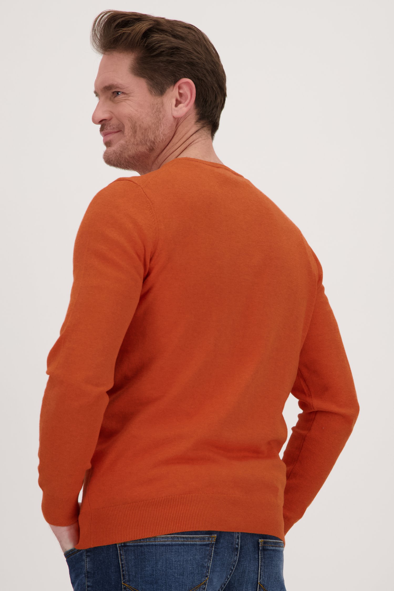 Fijne oranje trui met V-hals  van Dansaert Blue voor Heren