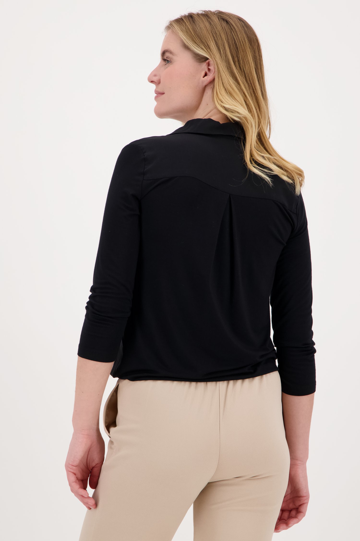 Fijne zwarte blouse met elastische taille van Liberty Island voor Dames