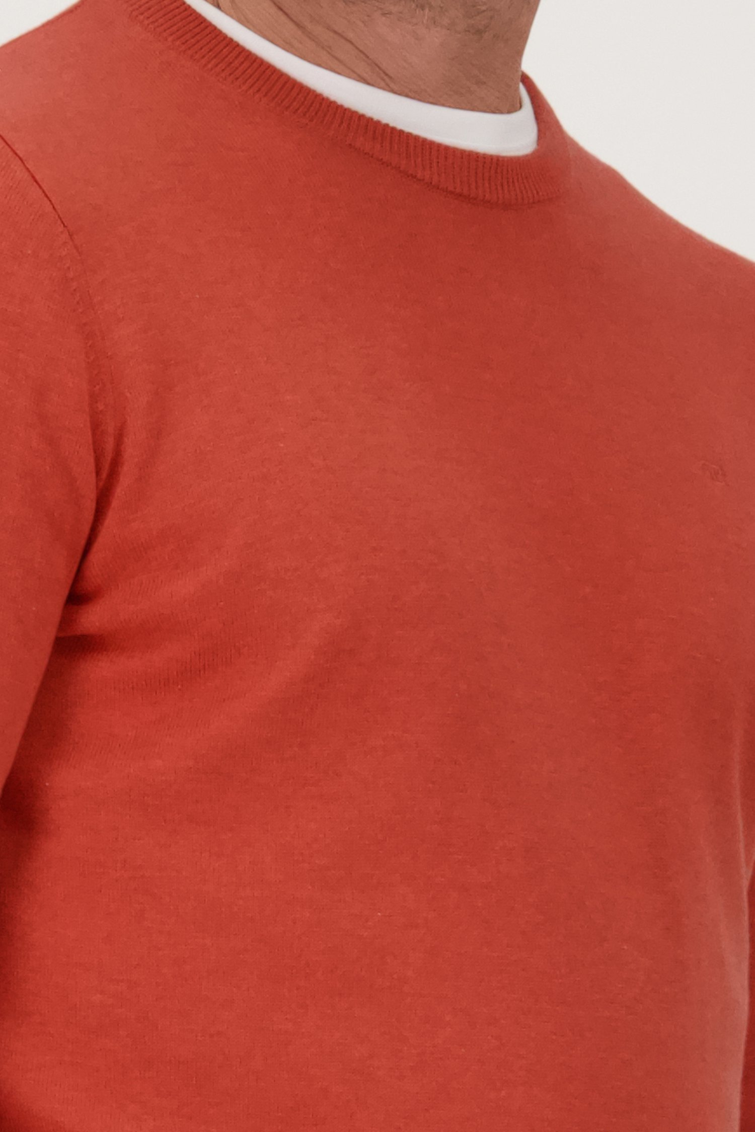 Détail de Fin pull rouge à col rond de Dansaert Blue pour Hommes