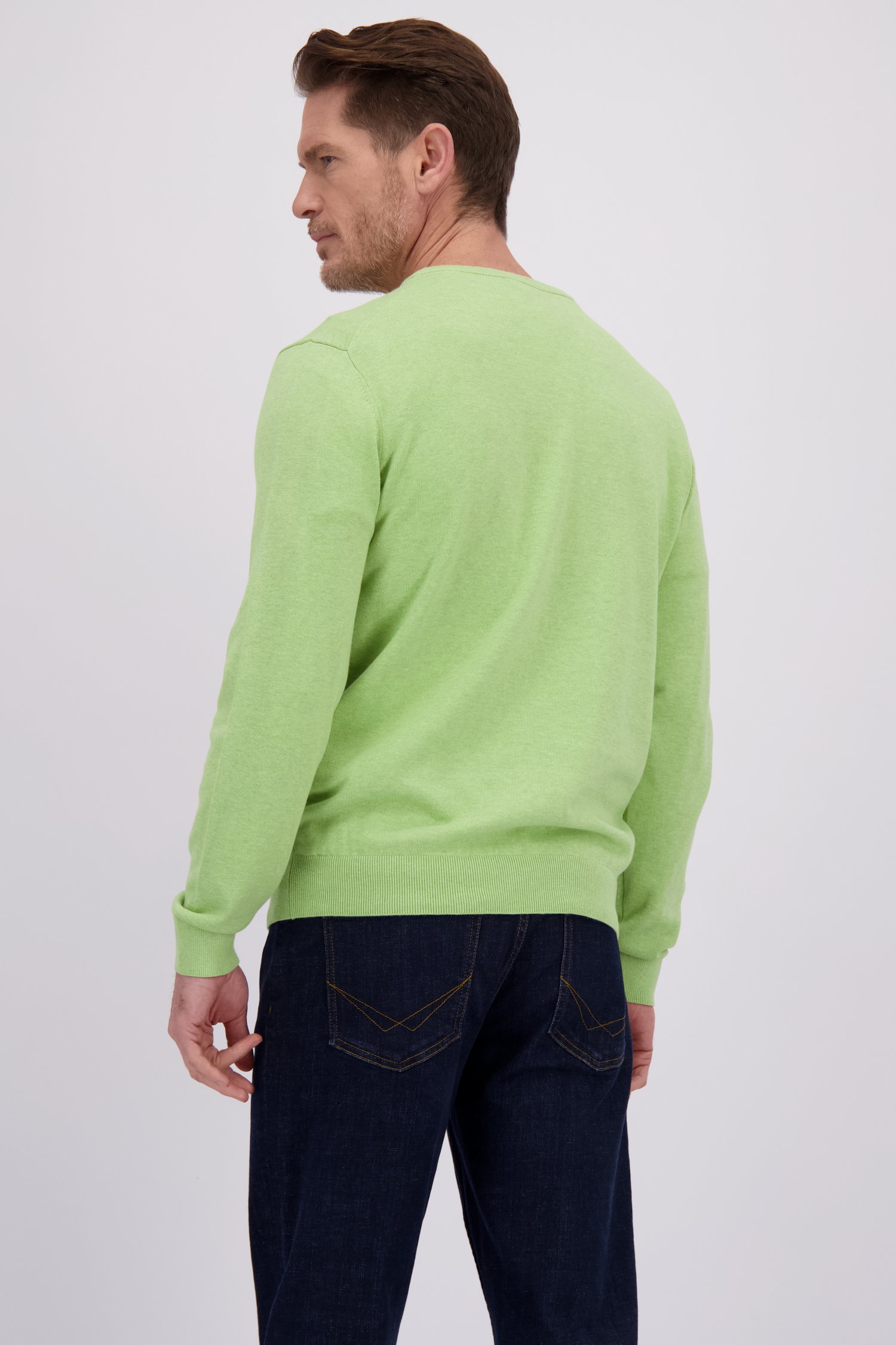 Le dos de Fin pull vert vif à col rond de Dansaert Blue pour Hommes