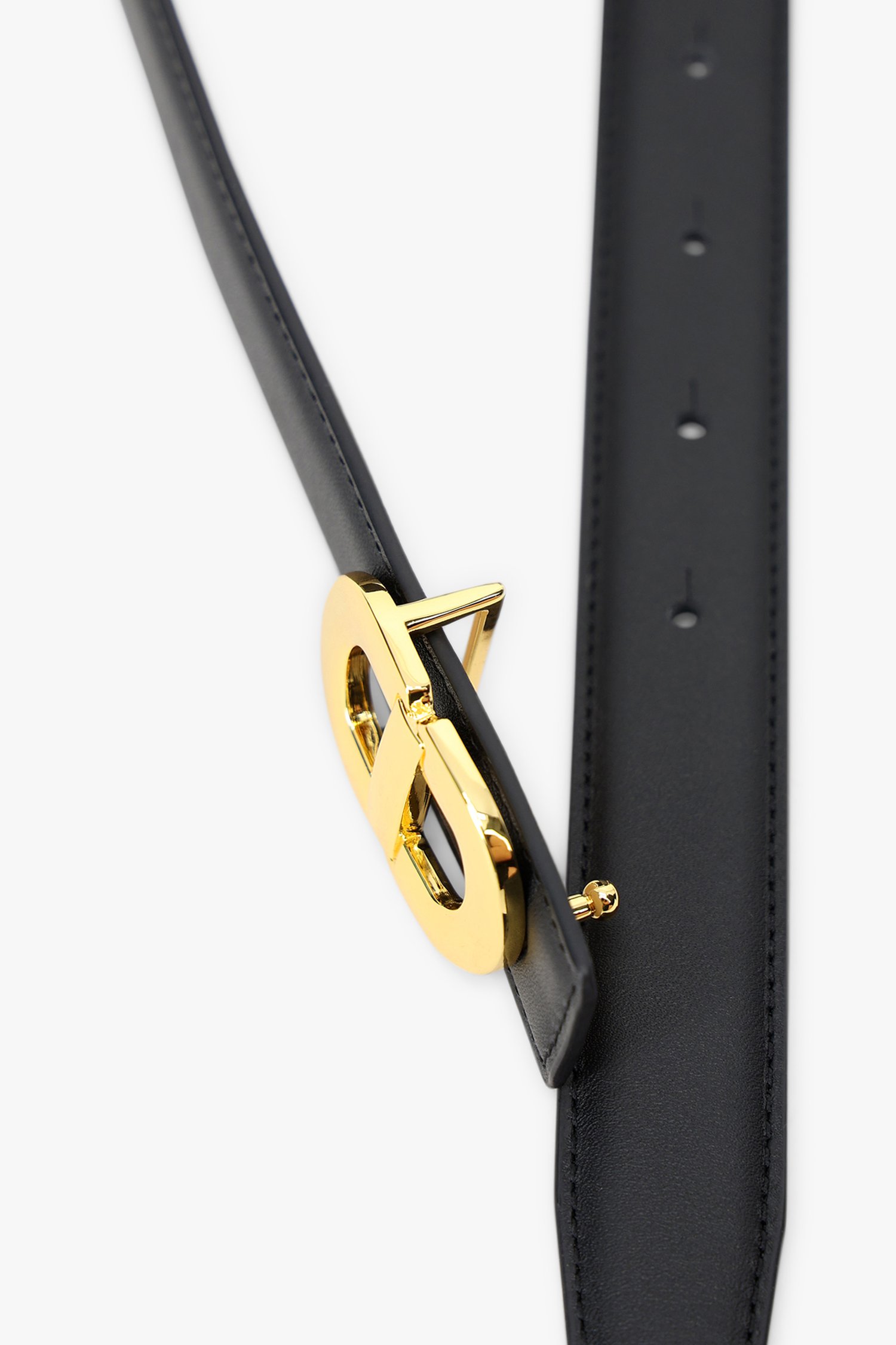 Fine ceinture noire avec boucle dorée de Liberty Island pour Femmes