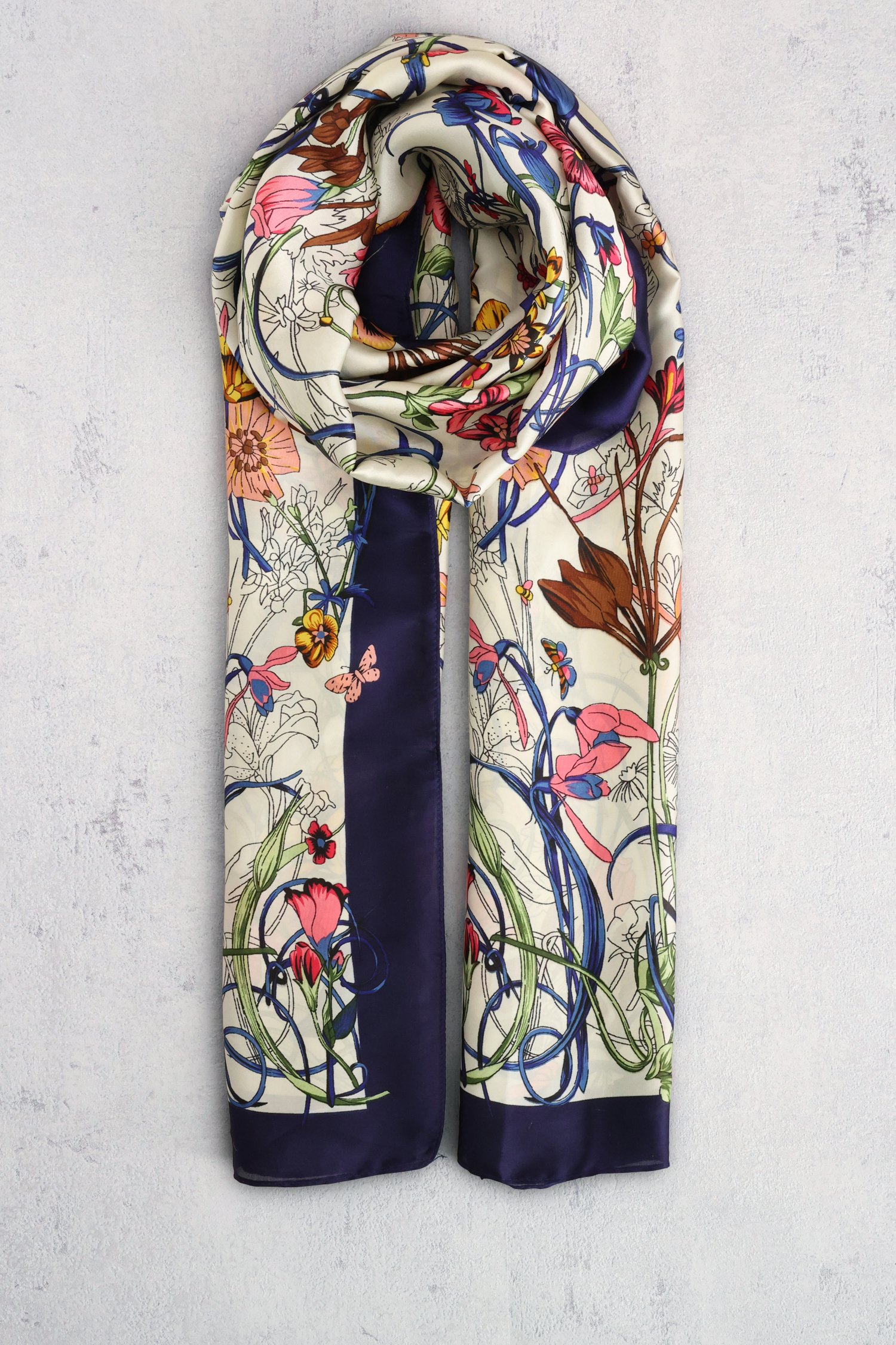 Foulard fin écru à imprimé floral de Liberty Island pour Femmes