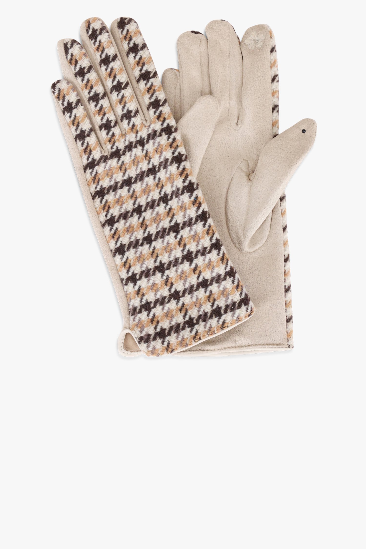 Gants beiges avec pied-de-poule de Liberty Island pour Femmes