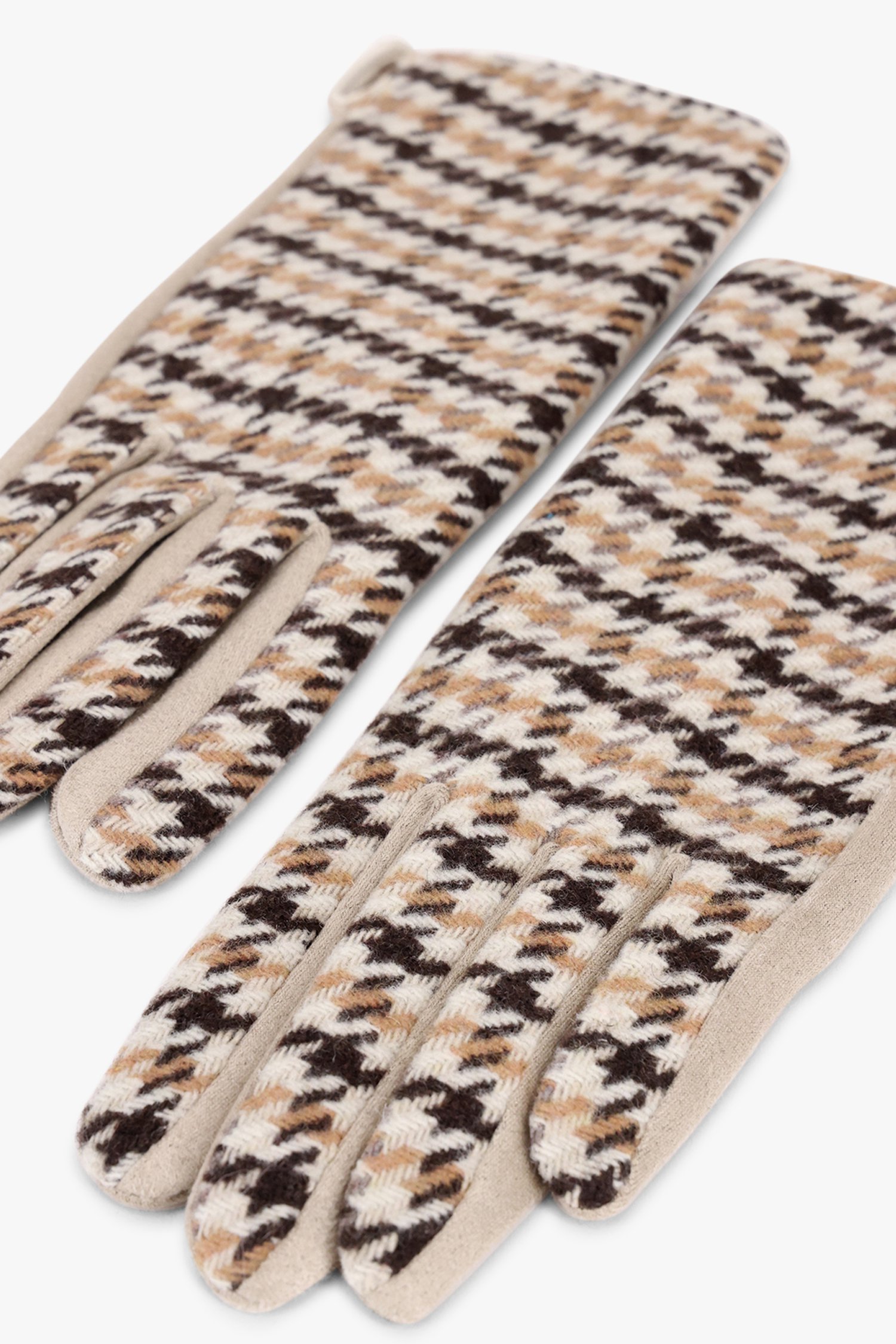 Gants beiges avec pied-de-poule de Liberty Island pour Femmes