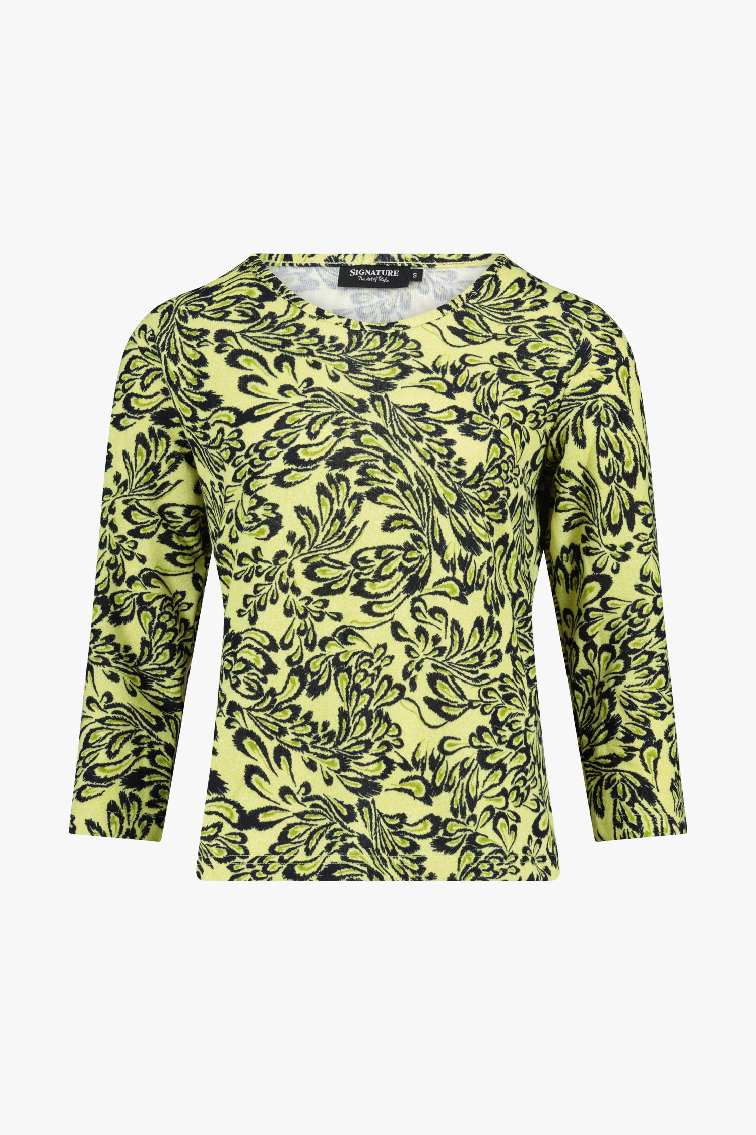 fluit Vernederen Collectief Geel-groen T-shirt met zwarte print van Signature | 9799323 | e5