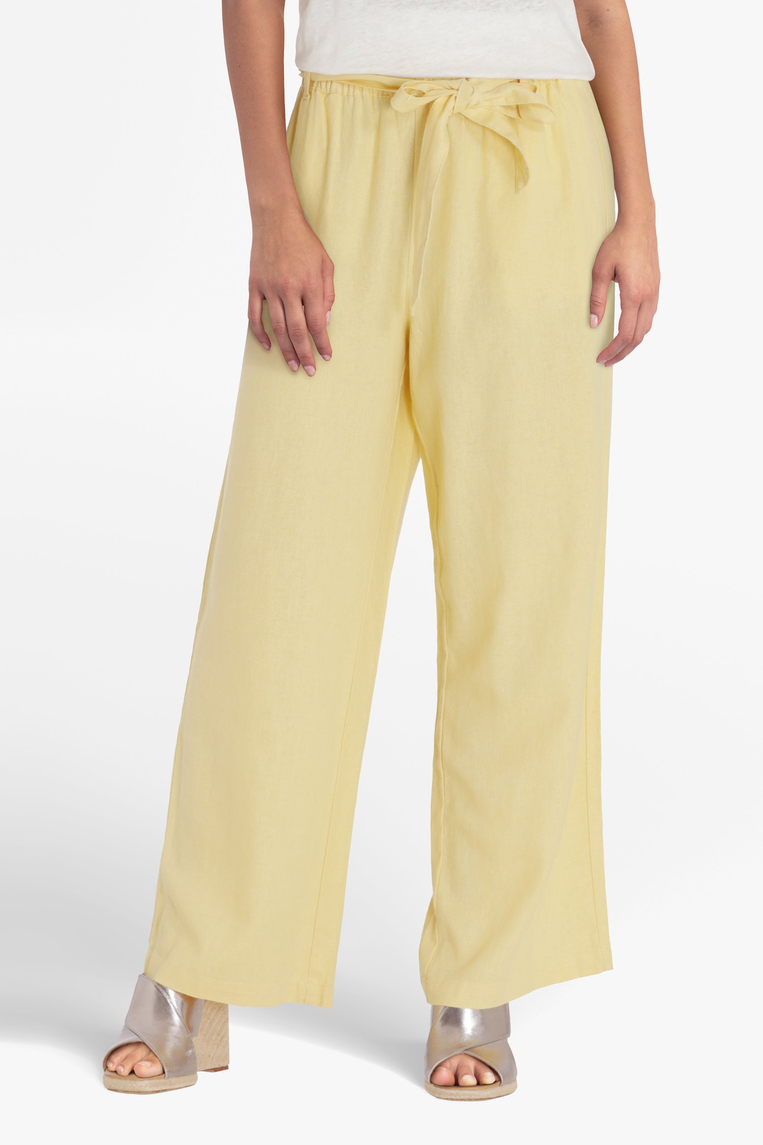 glas kleuring Kritiek Gele broek met strik - straight fit van JDY | 9760422 | e5