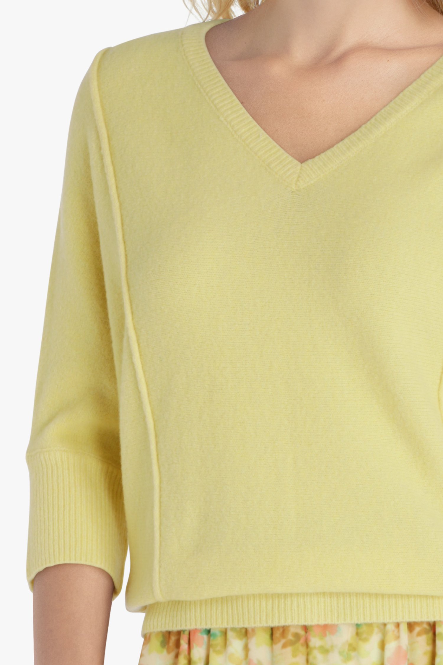 Gele gebreide trui met V-hals van Libelle voor Dames