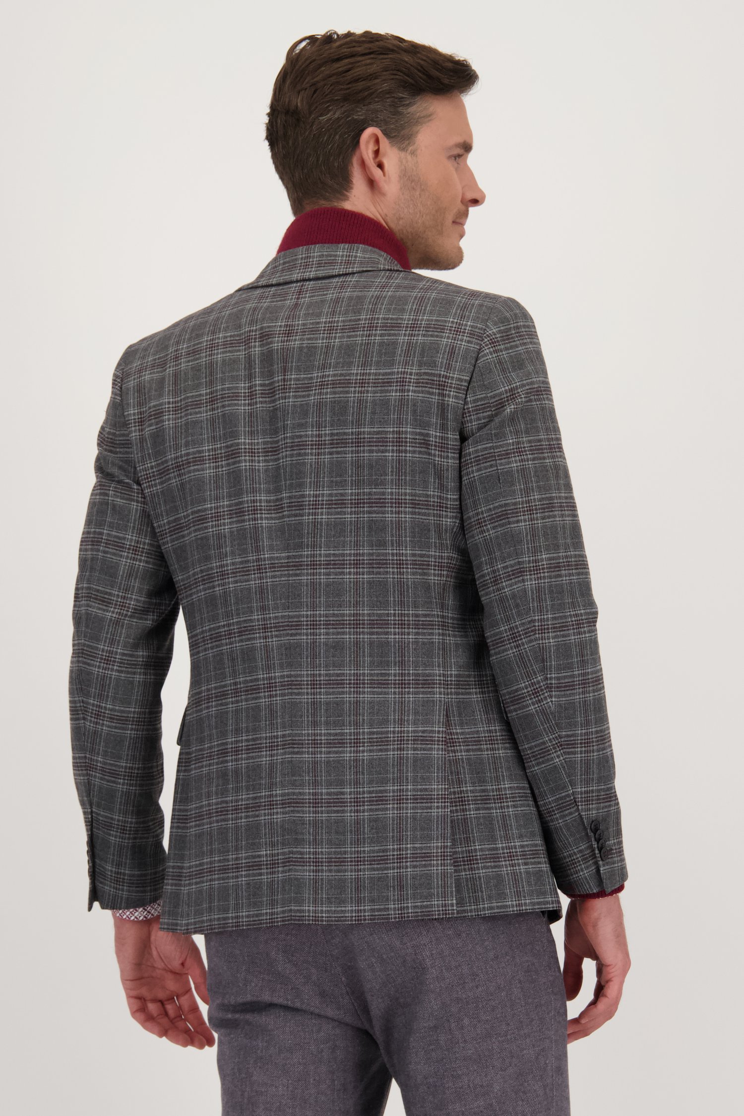 Geruite blazer in grijs en bordeaux - Slim fit van Upper East voor Heren