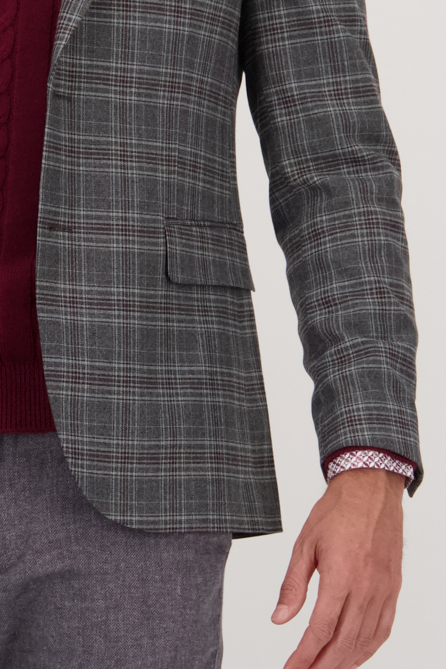 Geruite blazer in grijs en bordeaux - Slim fit van Upper East voor Heren