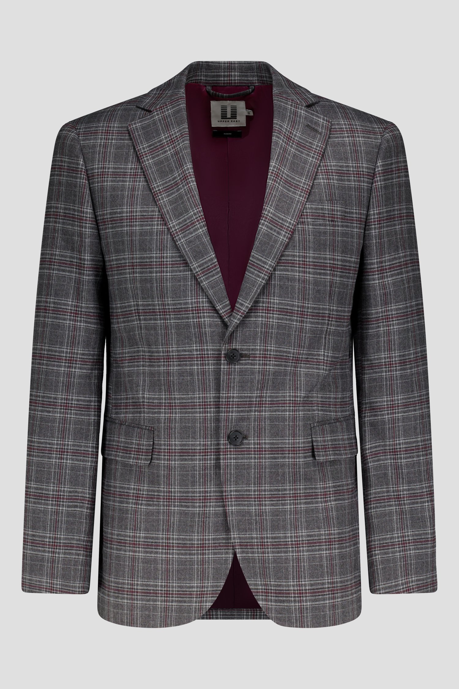 Geruite blazer in grijs en bordeaux - Slim fit van Upper East voor Heren