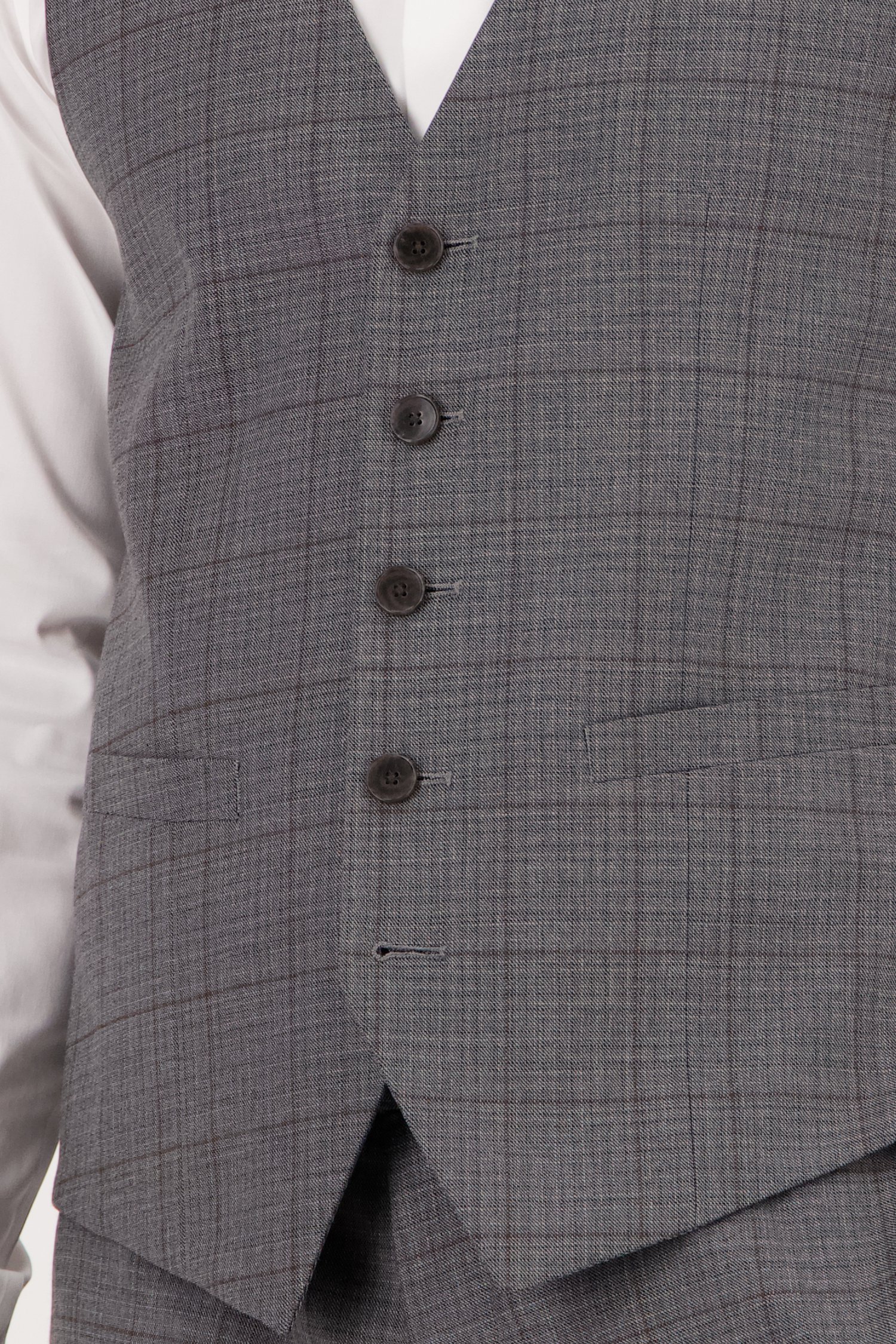 Détail de Gilet à carreaux gris - Roald de Dansaert Black pour Hommes