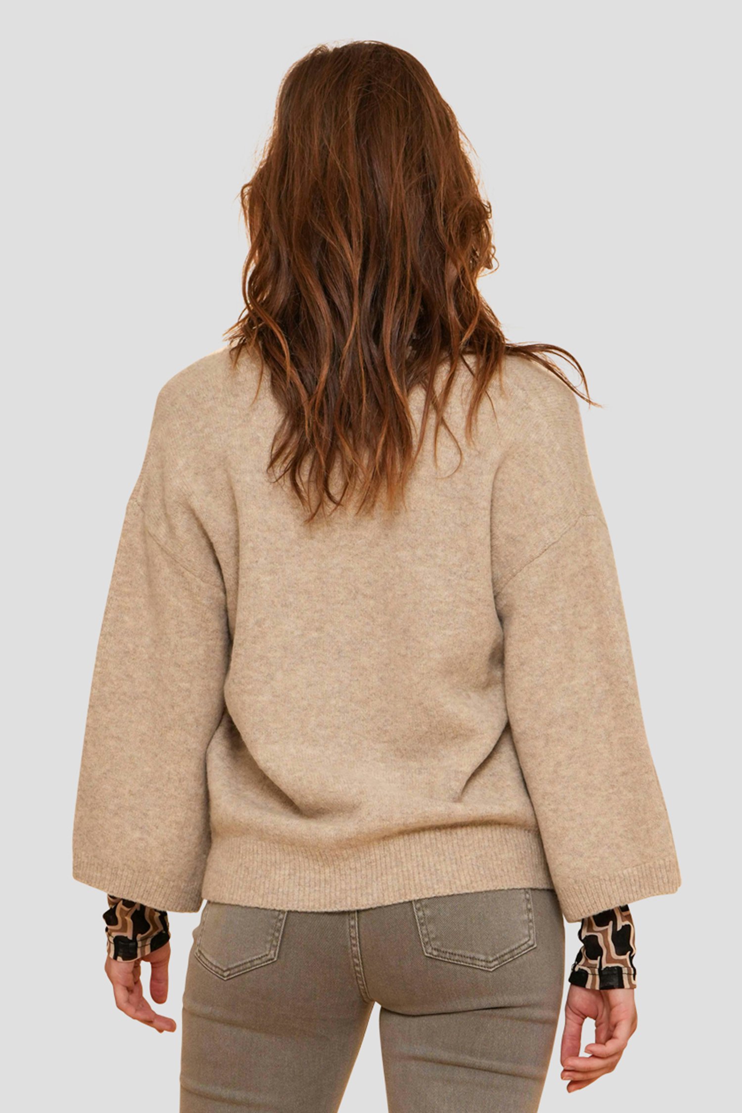 Le dos de Gilet beige avec laine de Geisha pour Femmes