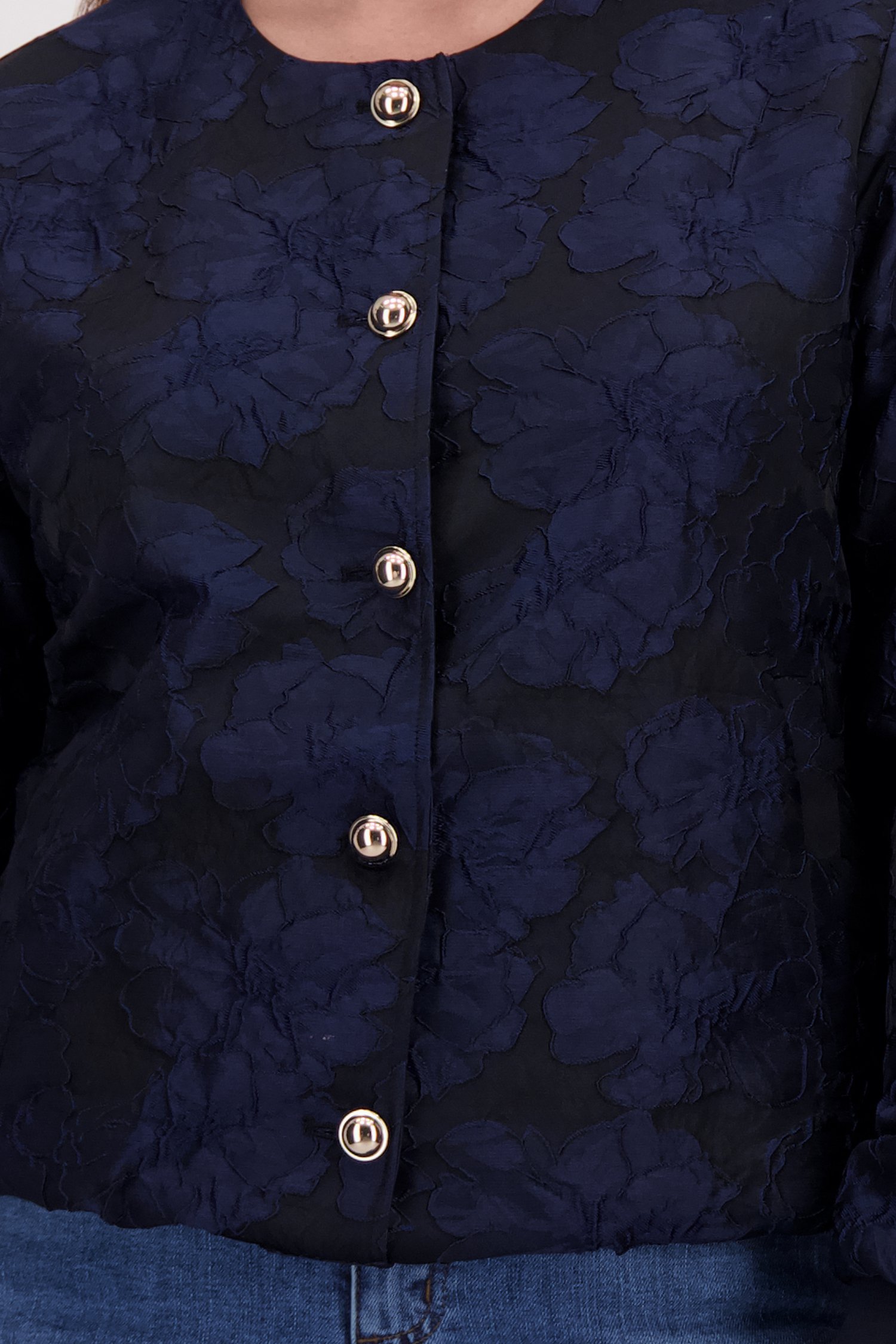 Détail de Gilet bleu marine à motif floral de Yest Curve pour Femmes