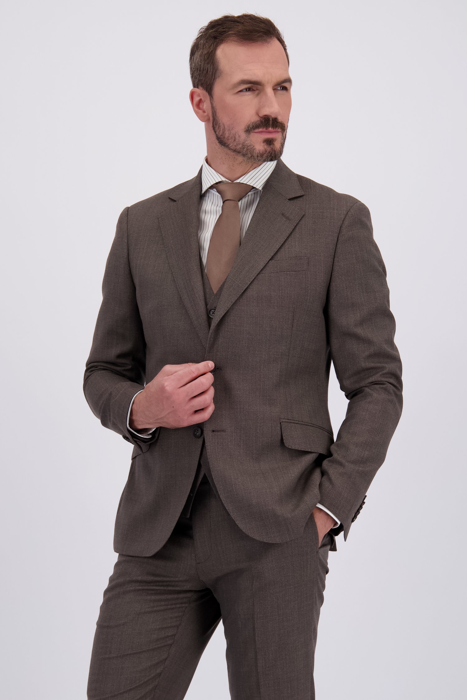 Le devant de Gilet de costume marron - slim fit de Dansaert Black pour Hommes