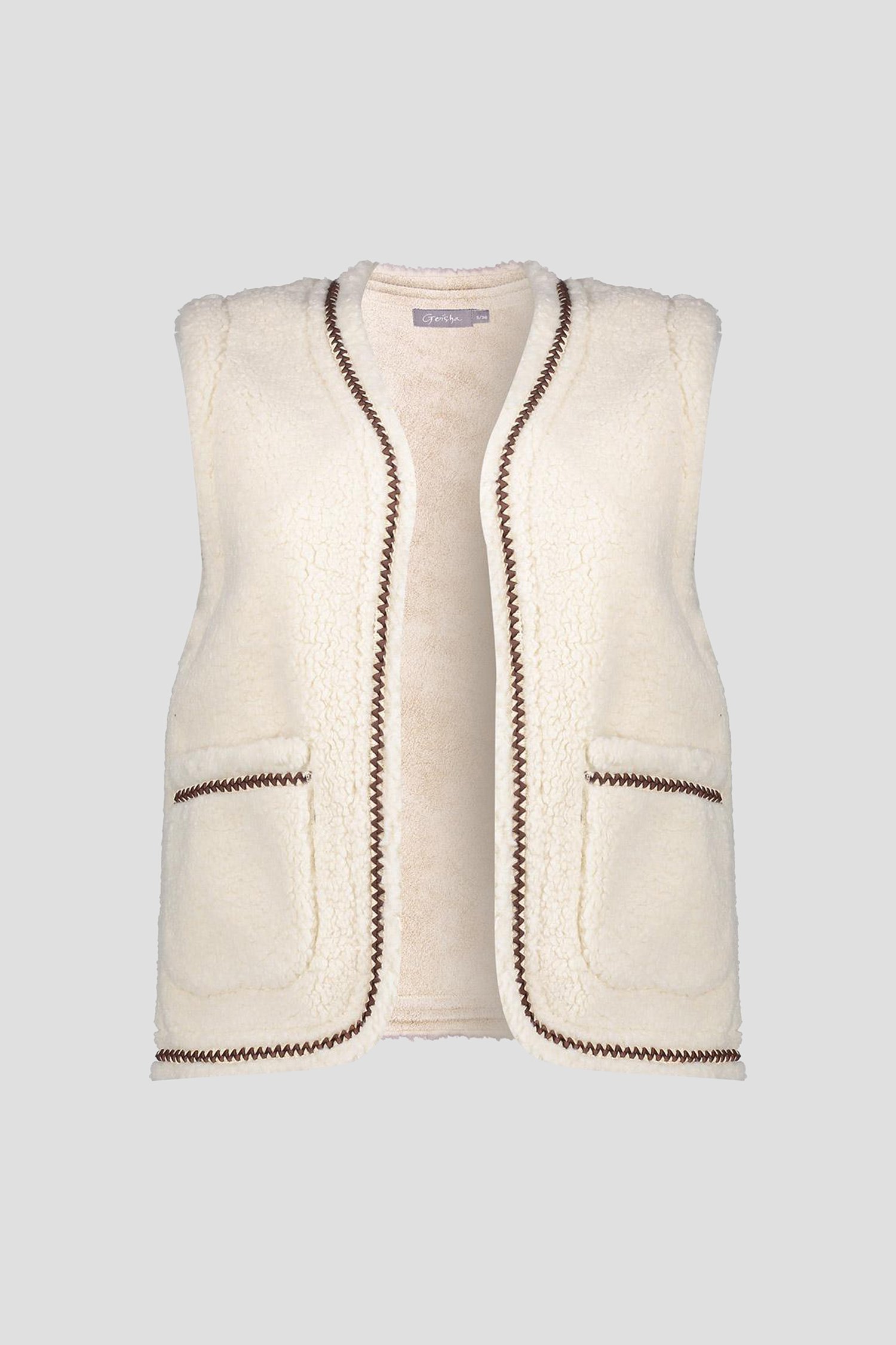 Photo produit 1 de Gilet réversible beige sans manches de Geisha pour Femmes