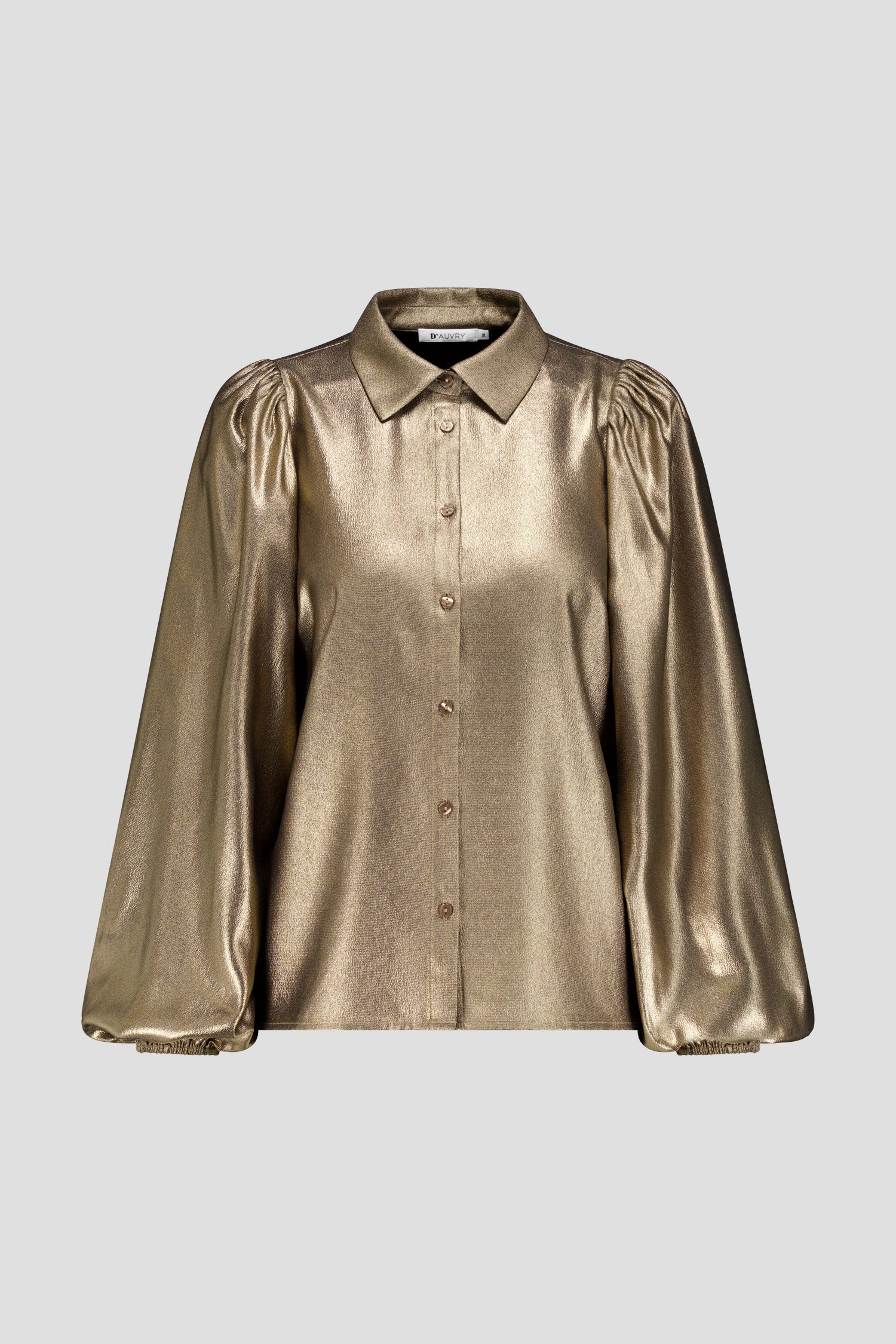 Productfoto 1 van Glanzende bronzen blouse met ballonmouwen door D'Auvry voor Dames