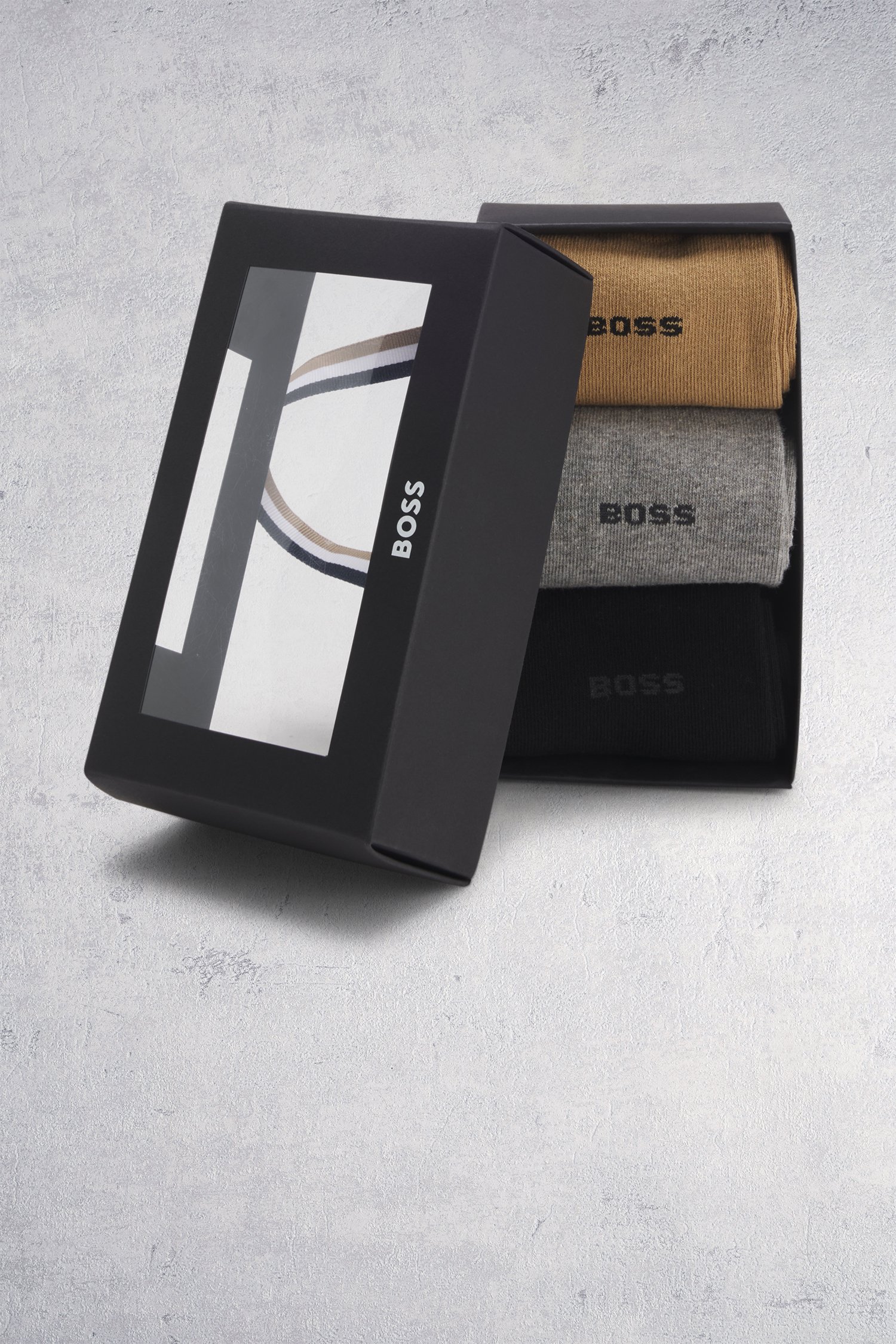 Productfoto 1 van Grijs, blauw en beige sokken - 3 paar door Hugo Boss voor Heren