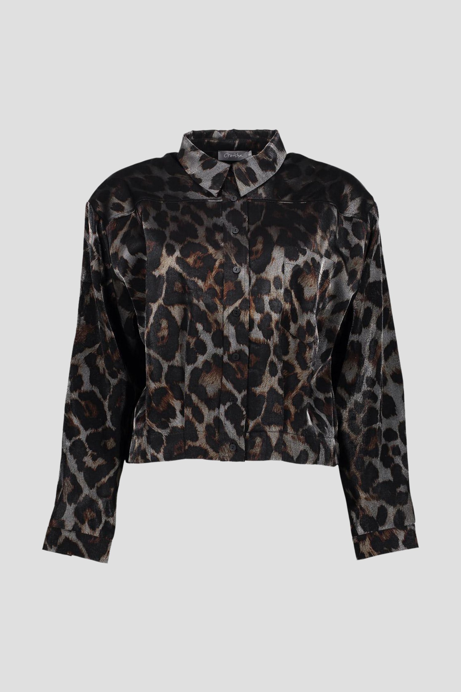 Productfoto 1 van Grijs metallic jasje met print door Geisha voor Dames