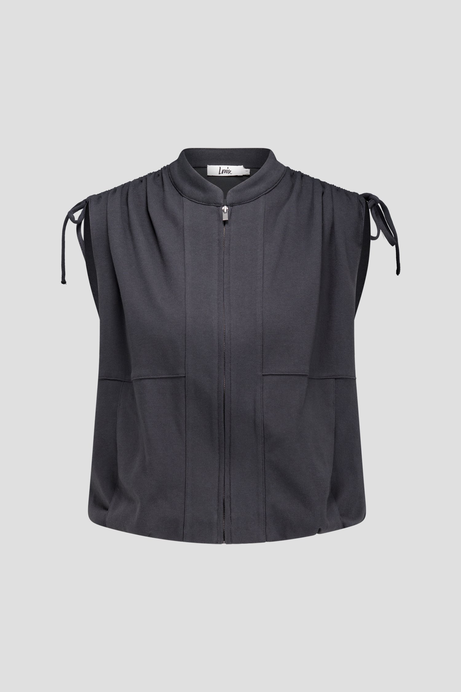 Productfoto 1 van Grijs mouwloos vestje met ballonzoom  door Louise voor Dames