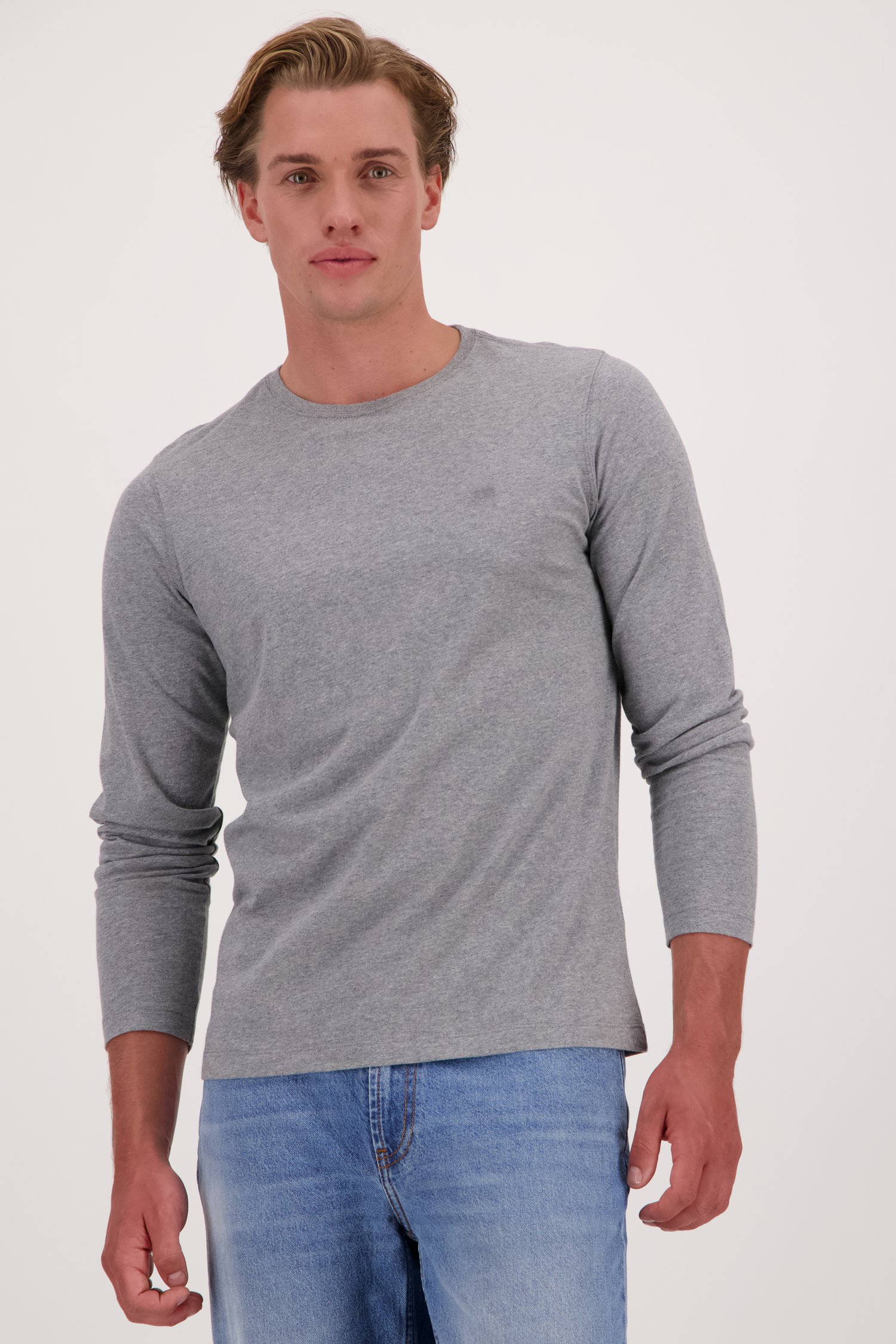 Voorkant van Grijs T-shirt met lange mouwen door Liberty Island voor Heren