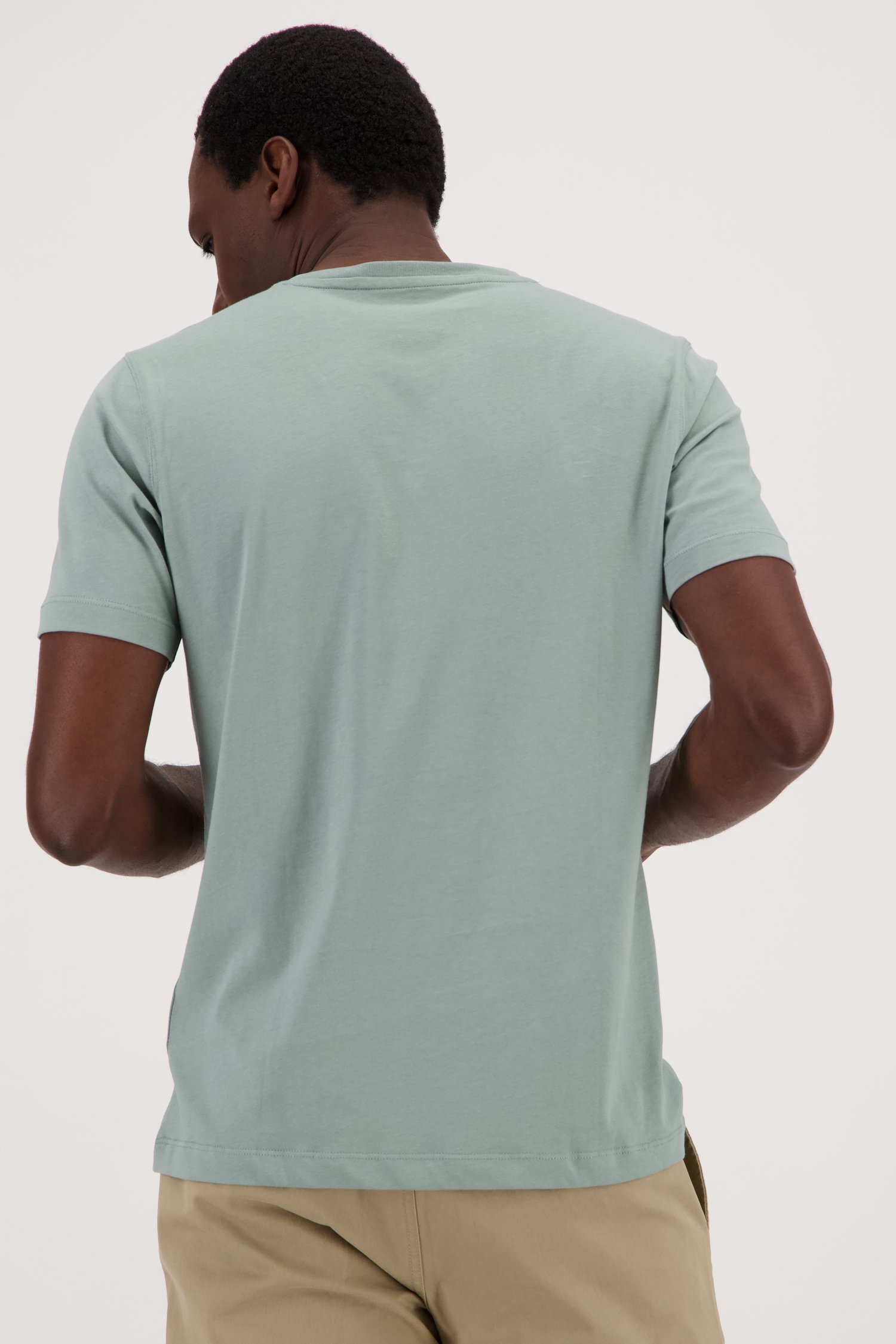 Grijsgroen T-shirt met V-hals van Liberty Island voor Heren