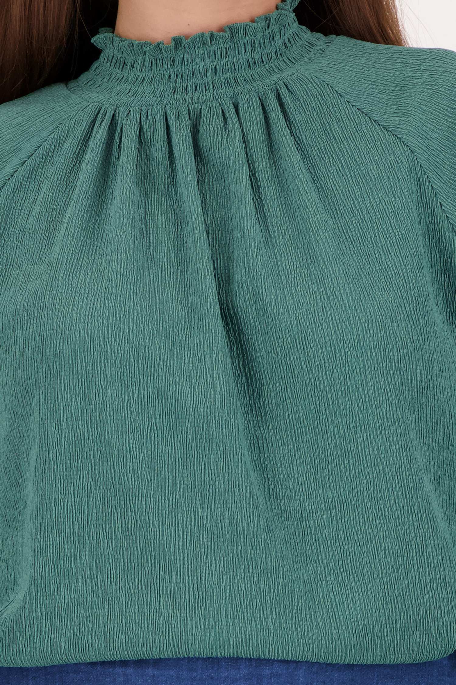 Grijsgroene blouse met fijne textuur van Liberty Island voor Dames