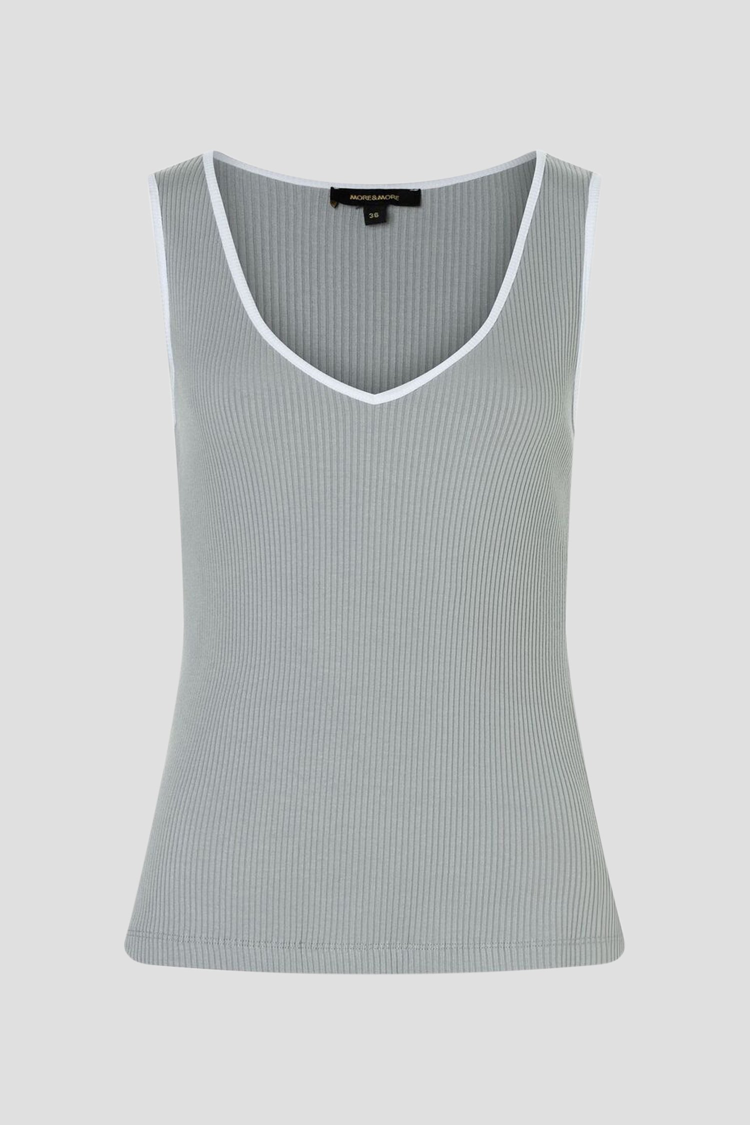 Grijze geribde top met brede schouderbandjes van More & More voor Dames