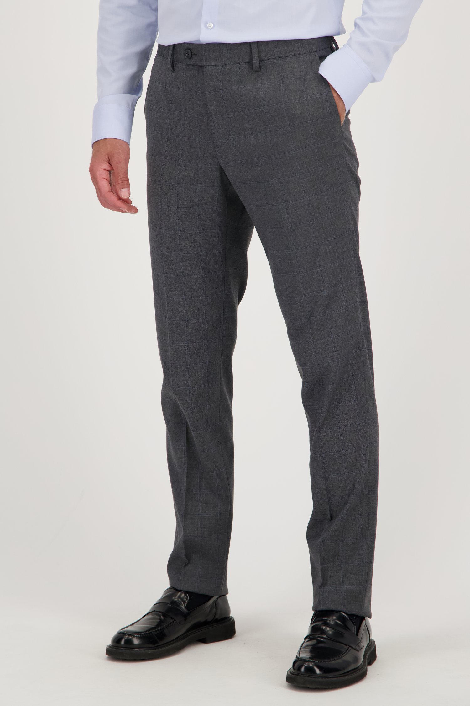 Grijze geruite kostuumbroek - Serge - Slim fit van Dansaert Black voor Heren
