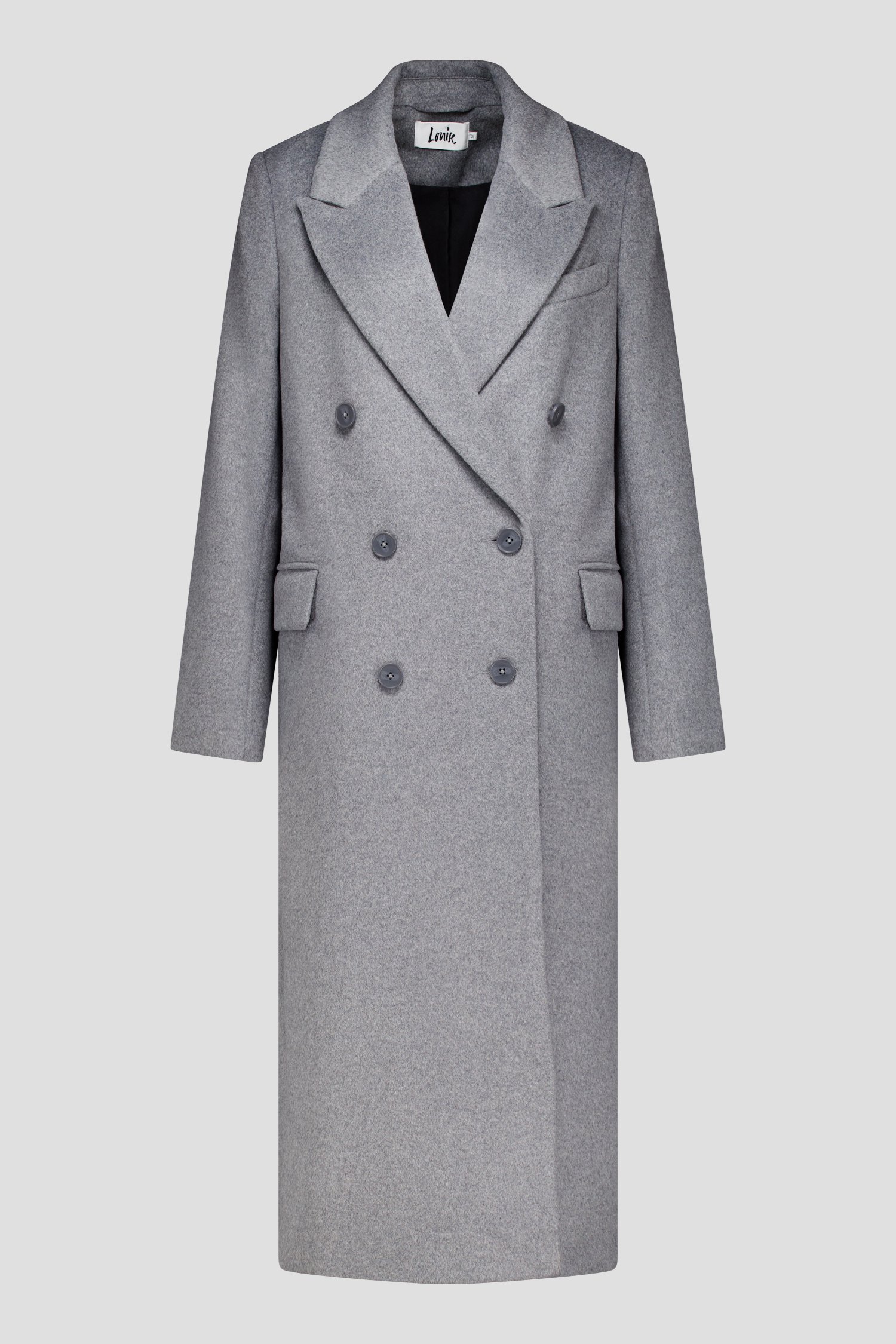 Productfoto 1 van Grijze lange mantel door Louise voor Dames