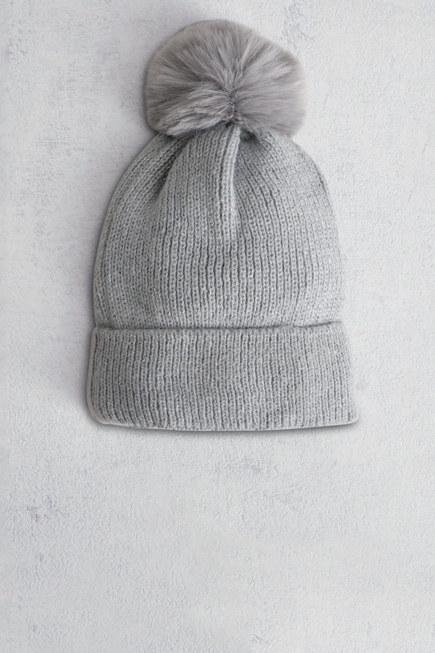 Voorkant van Grijze muts met glitterdraad door Liberty Island voor Dames