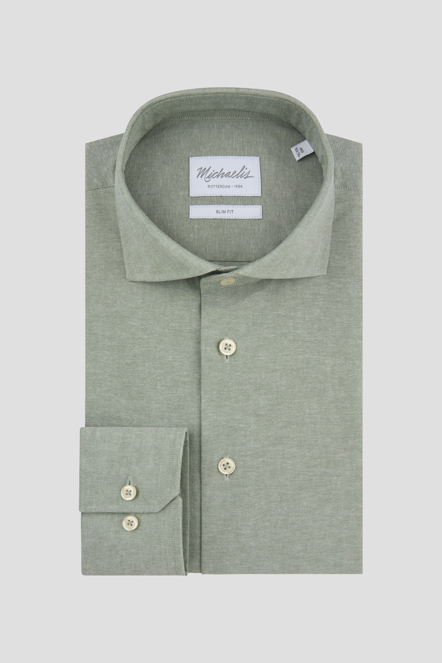 Productfoto 1 van Groen gemêleerd hemd - Slim fit  door Michaelis voor Heren