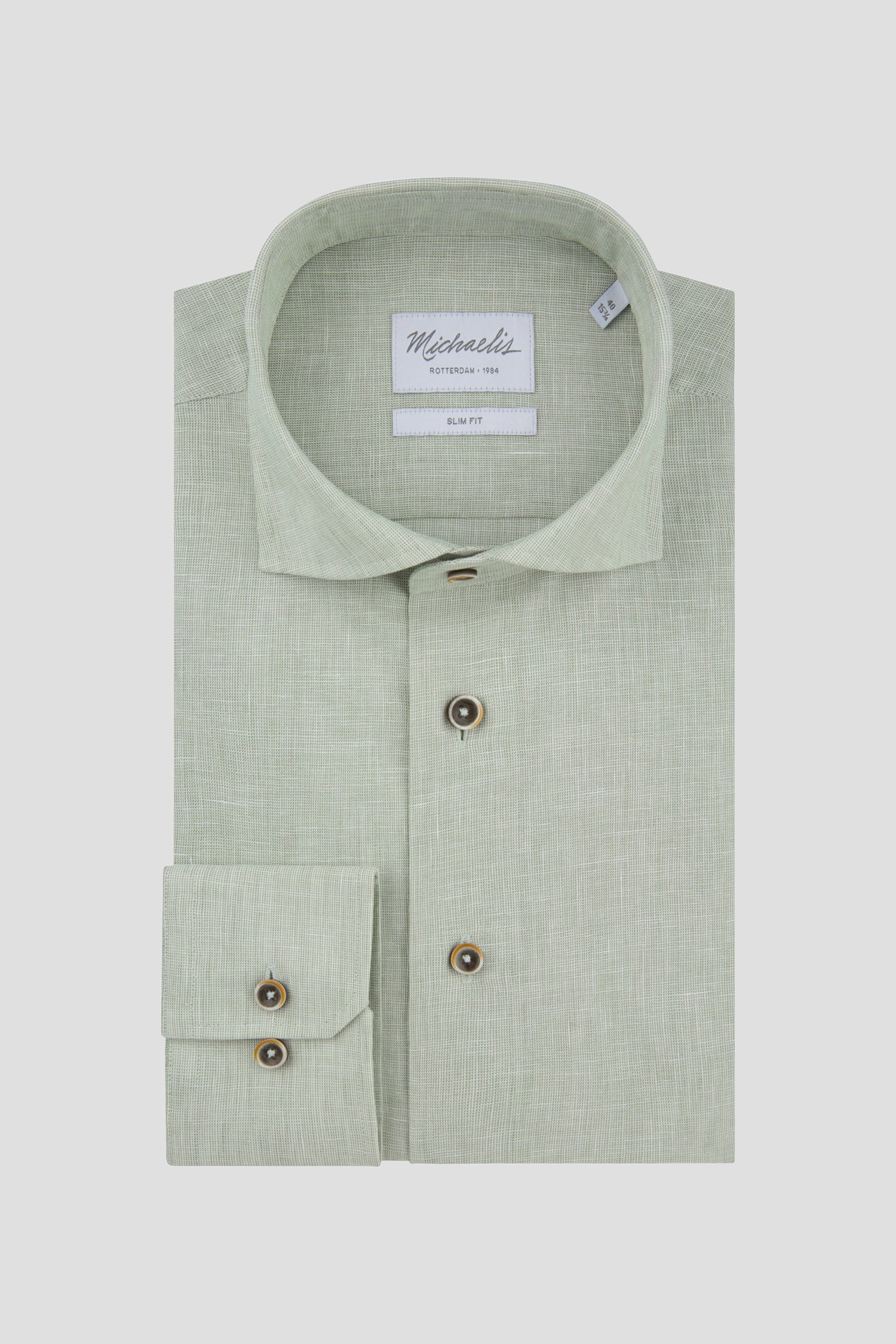 Productfoto 1 van Groen gemêleerd hemd - Slim fit  door Michaelis voor Heren