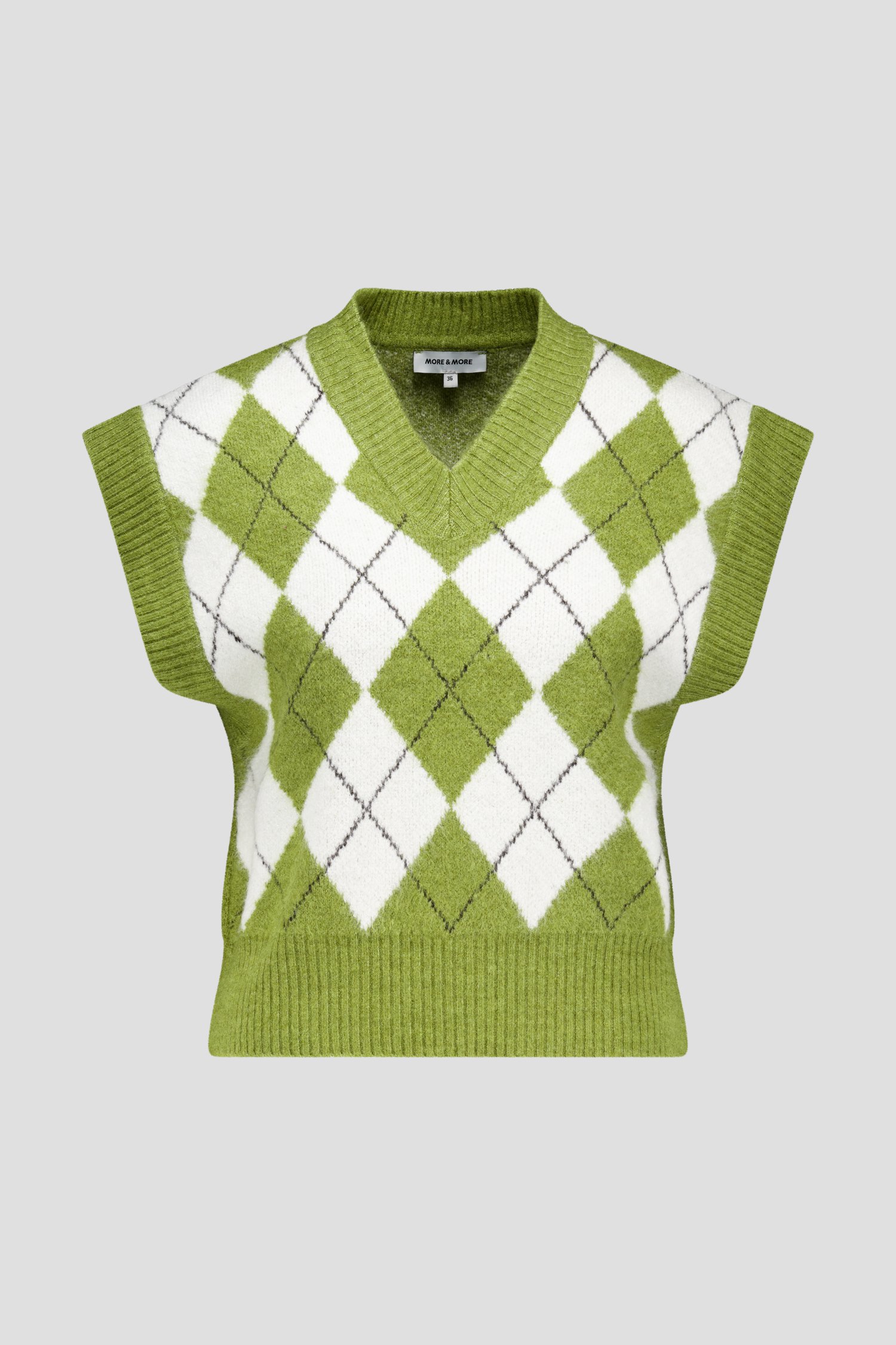 Productfoto 1 van Groen geruite mouwloze trui  door More & More voor Dames