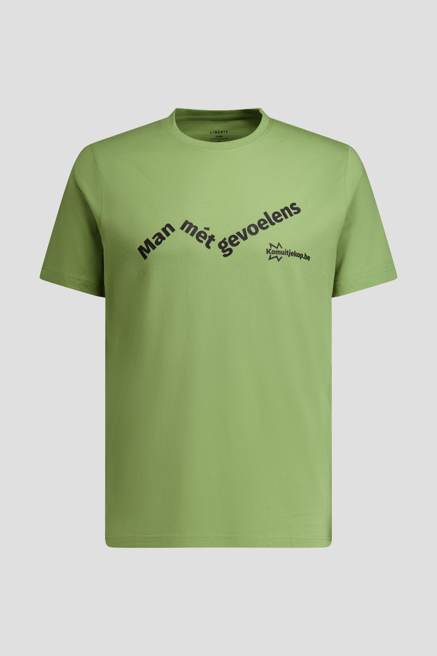 Productfoto 1 van Groen T-shirt – Kom Uit Je Kop door Liberty Island voor Heren