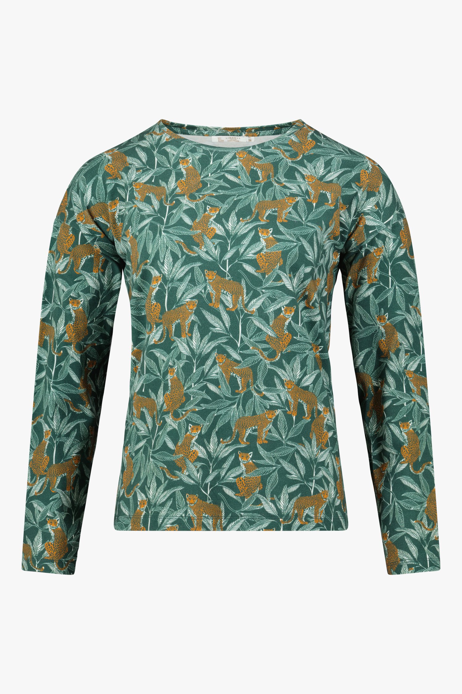 Groen T-shirt met panterprint van Liberty Island homewear voor Dames