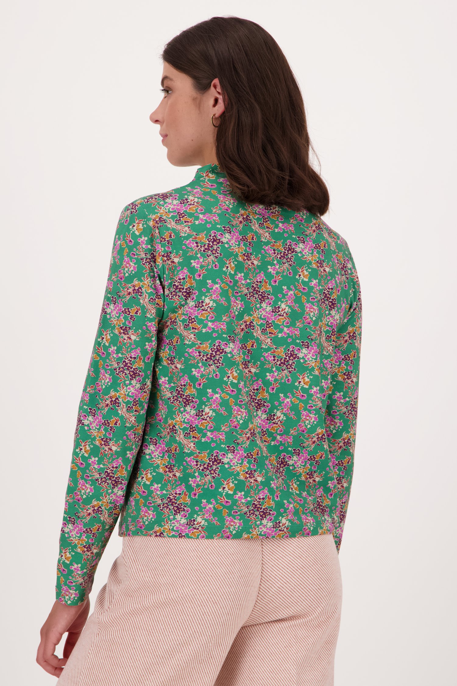 Groen T-shirt met roze bloemenprint van Libelle voor Dames