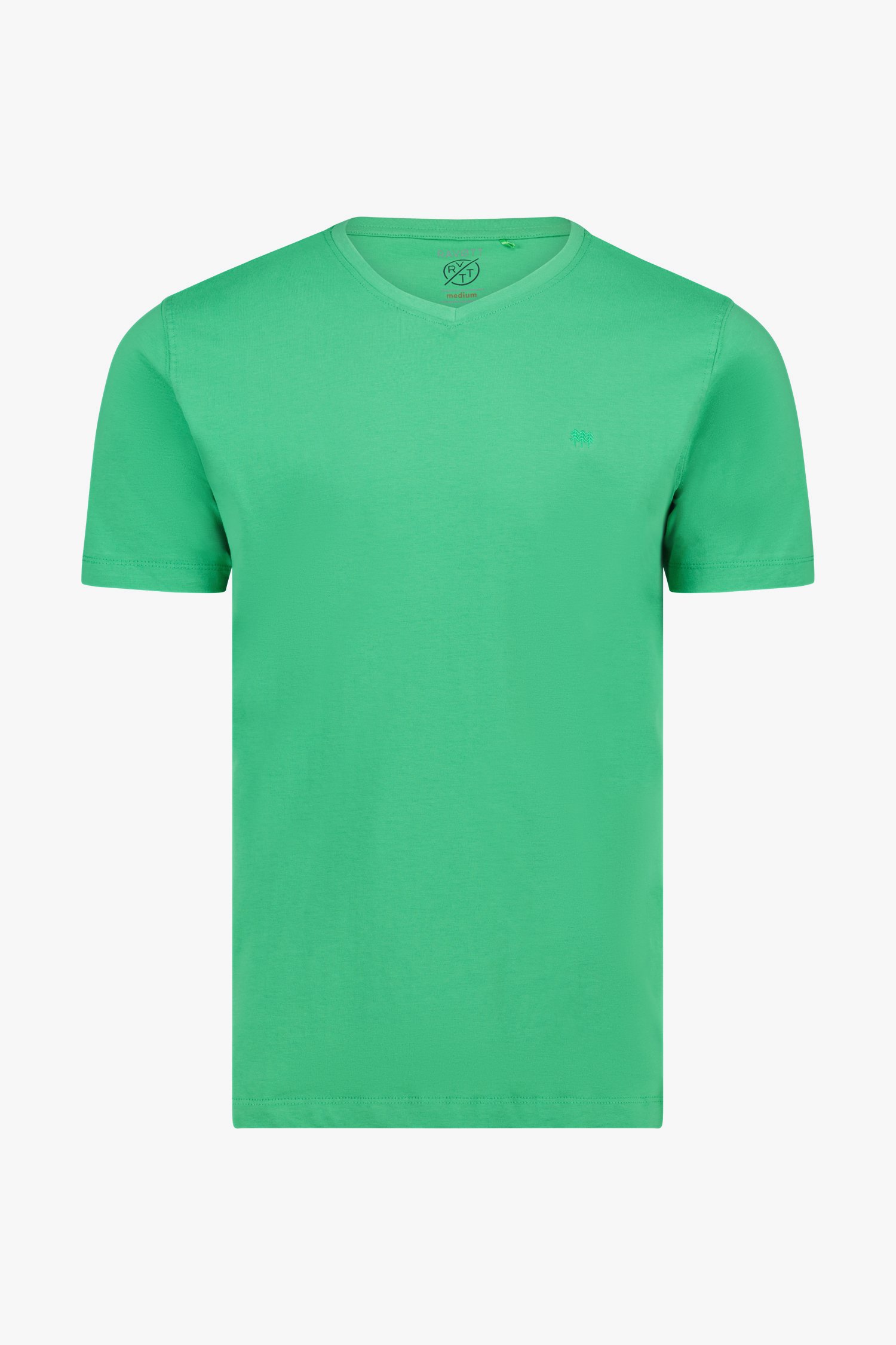 Groen T-shirt met V-hals van Ravøtt voor Heren