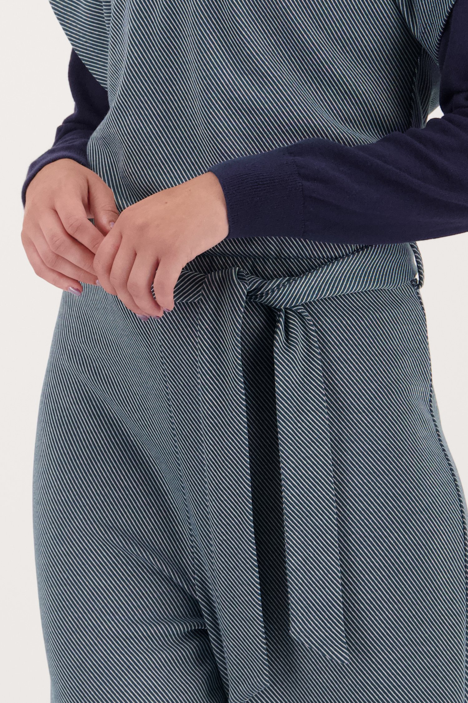 Detail van Groen-wit gestreepte jumpsuit  door Libelle voor Dames