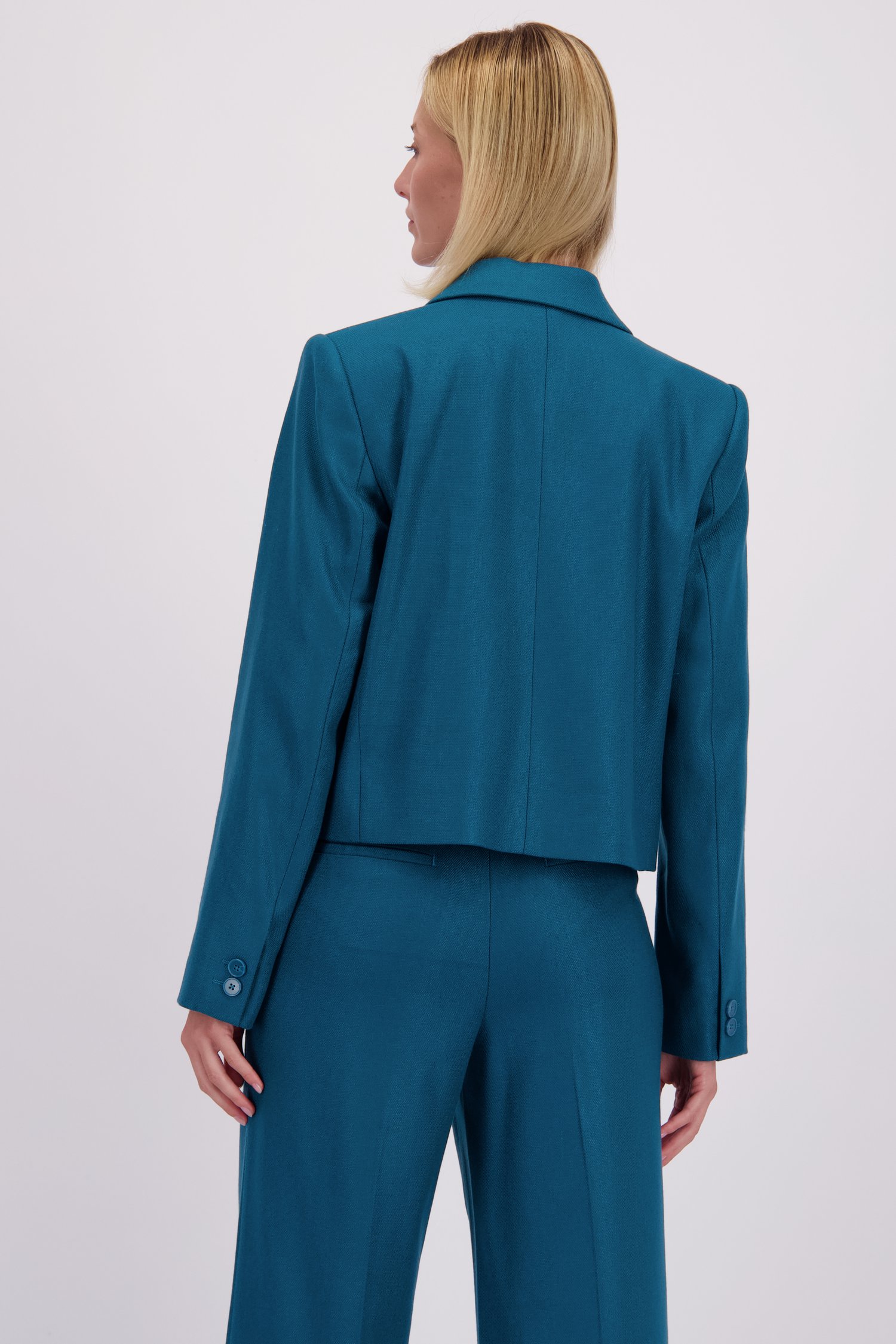 Achterkant van Groenblauwe blazer door D'Auvry voor Dames