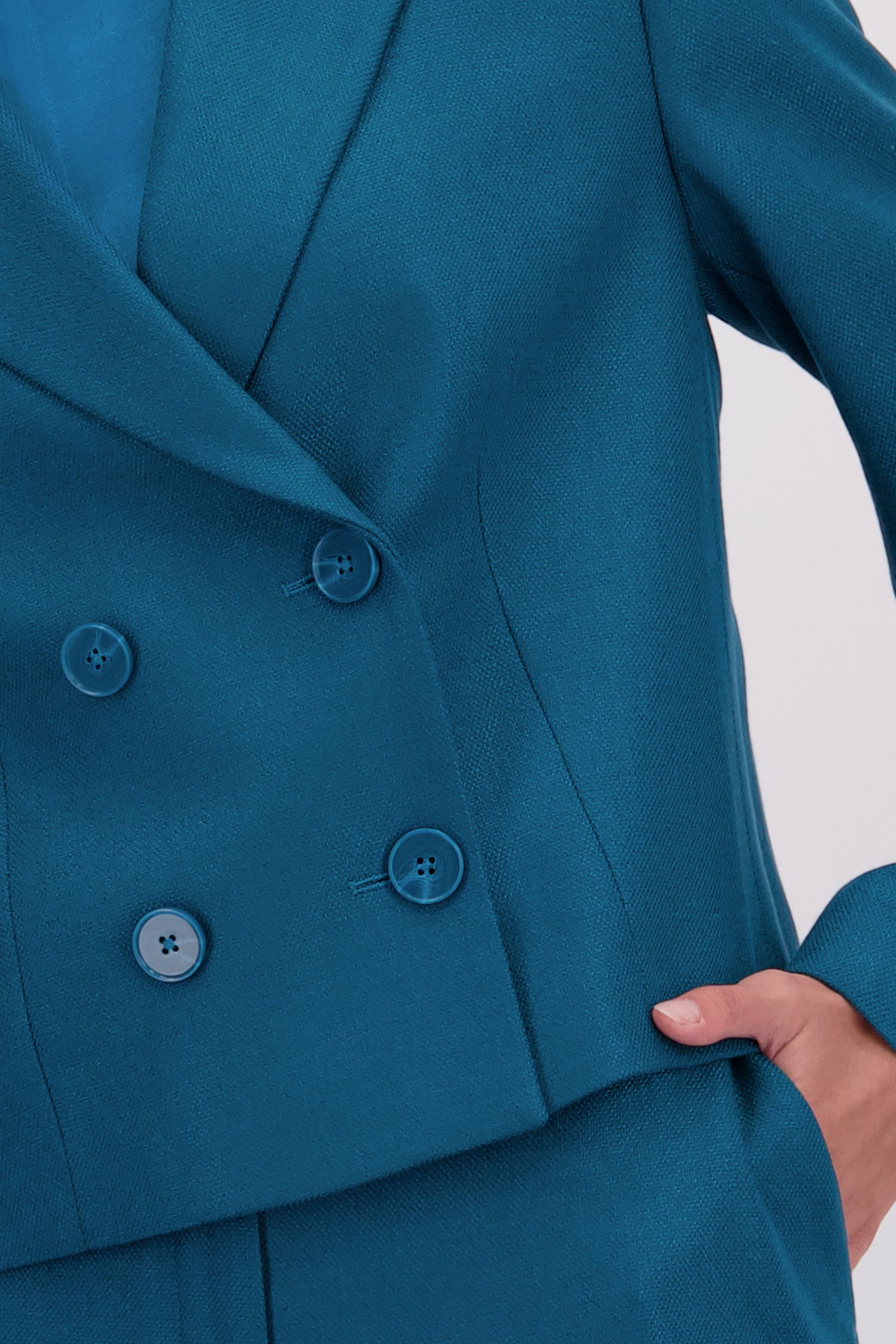Detail van Groenblauwe blazer door D'Auvry voor Dames